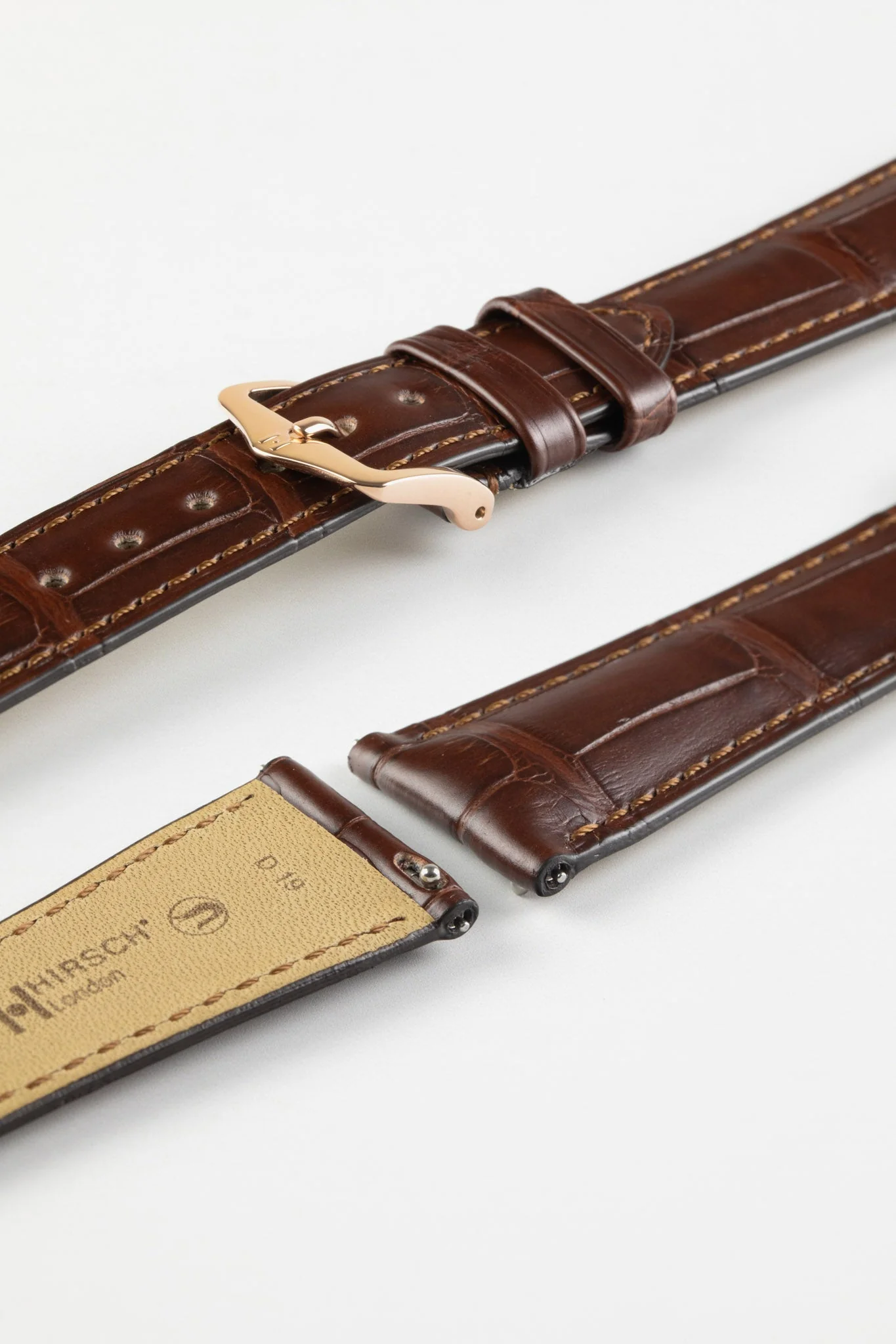 Hirsch LONDON Matt Alligator Leather Quick-Release Watch Strap in BROWN - Image 6