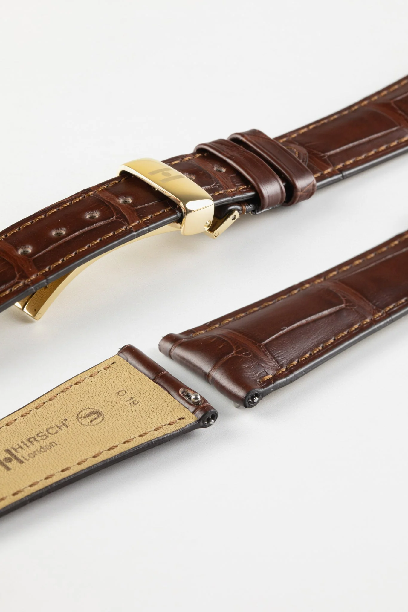 Hirsch LONDON Matt Alligator Leather Quick-Release Watch Strap in BROWN - Image 7