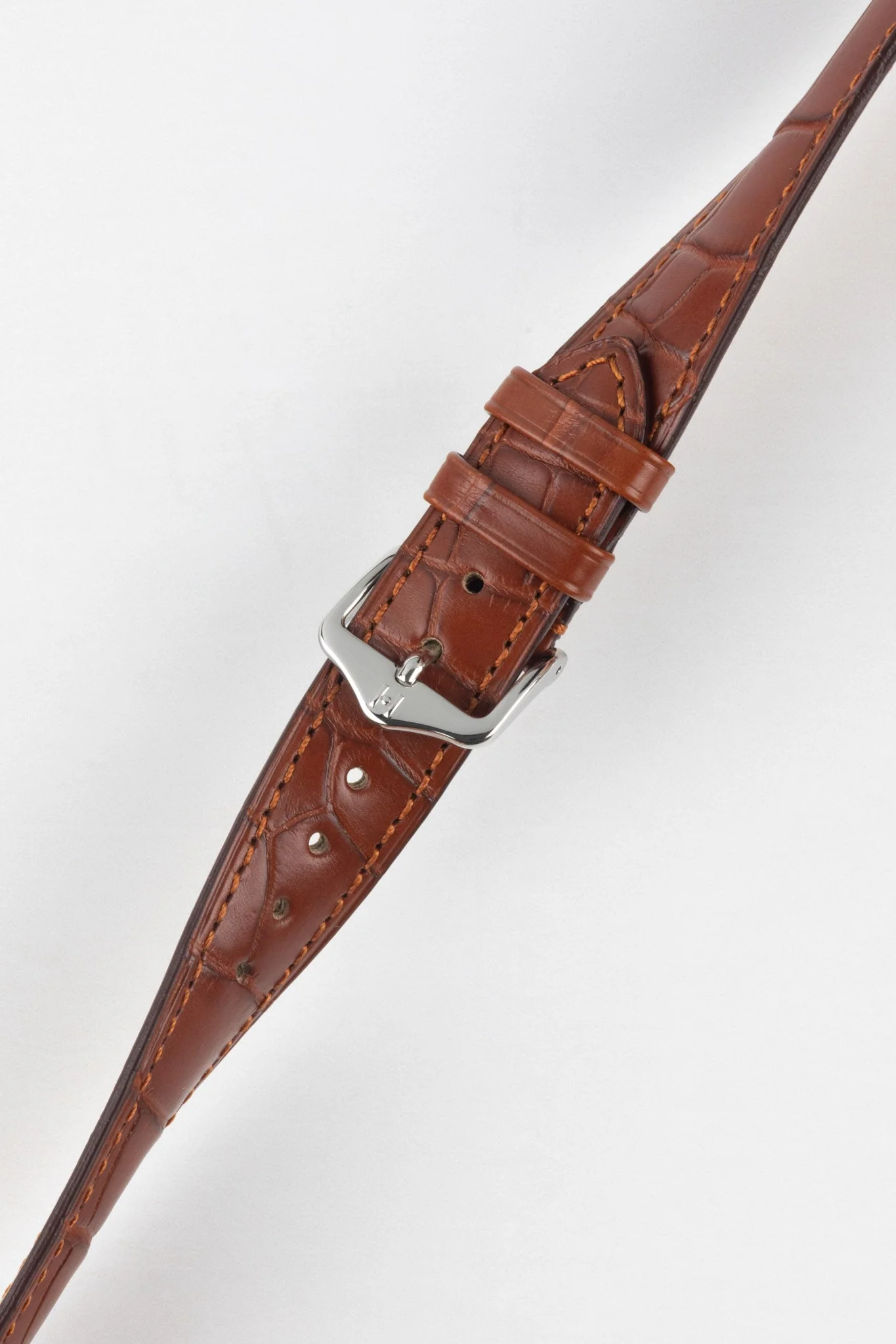 Hirsch LONDON Matt Alligator Leather Watch Strap in GOLD BROWN - Image 5