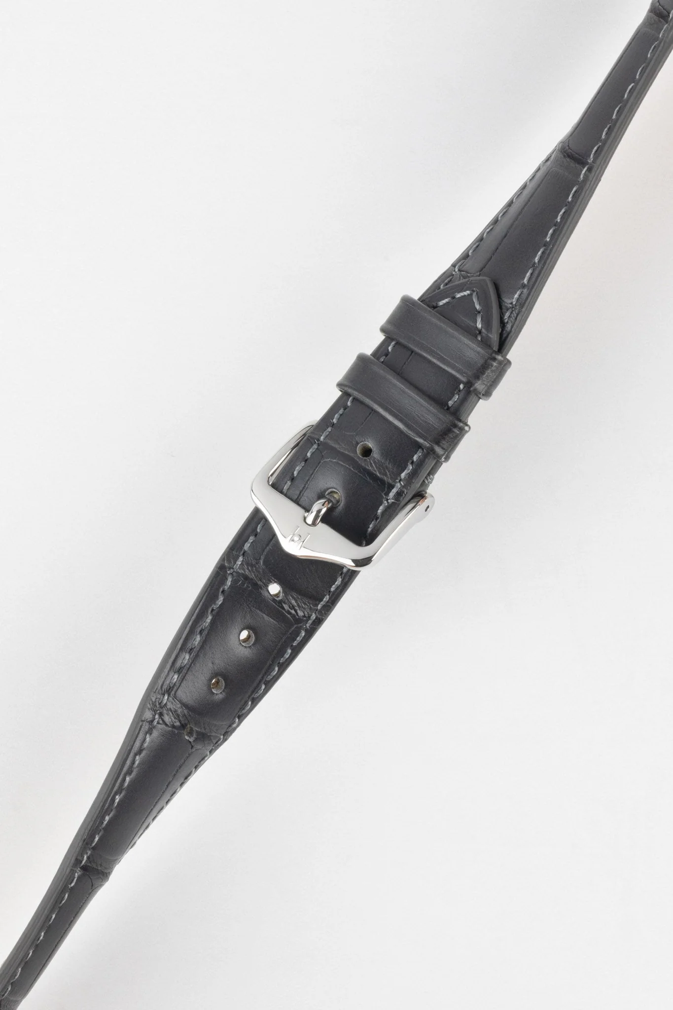 Hirsch LONDON Matt Alligator Leather Watch Strap in GREY - Image 5