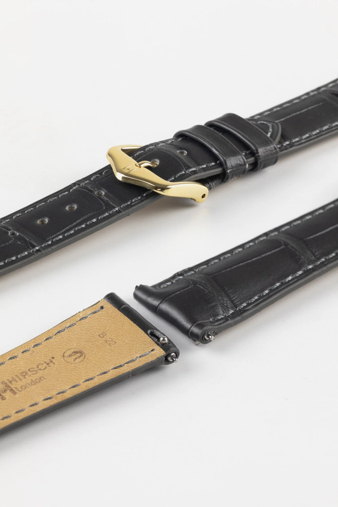 Hirsch LONDON Matt Alligator Leather Watch Strap in GREY - Image 6