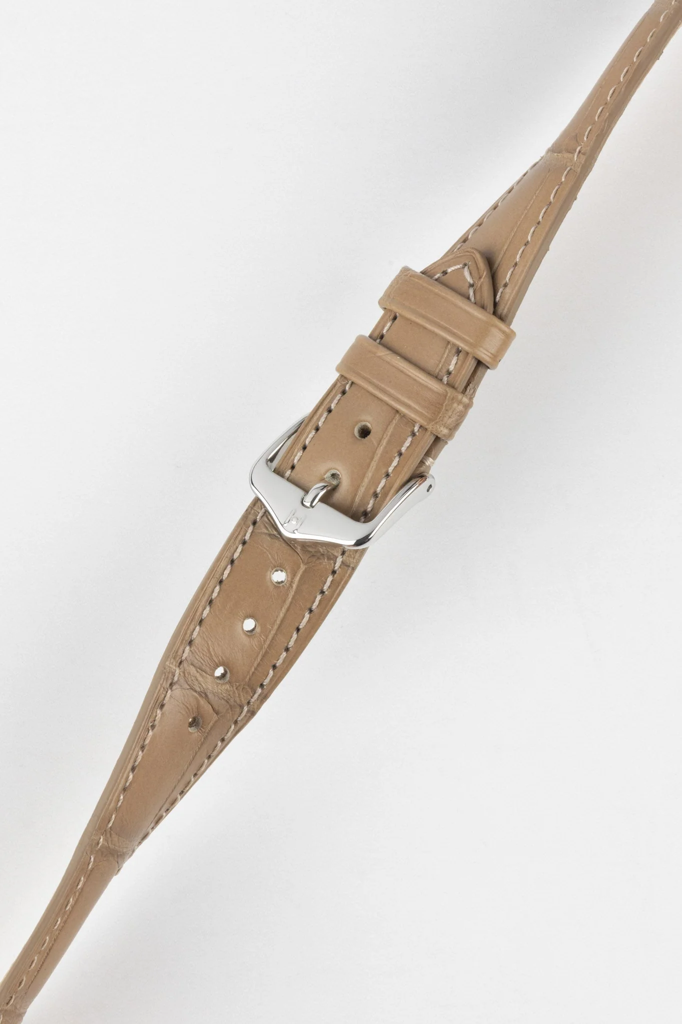 Hirsch LONDON Matt Alligator Leather Watch Strap in BEIGE - Image 5