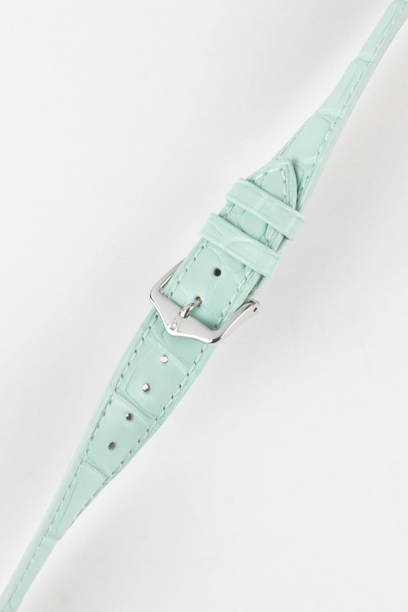 Hirsch LONDON Matt Alligator Leather Watch Strap in PASTEL BLUE - Image 5