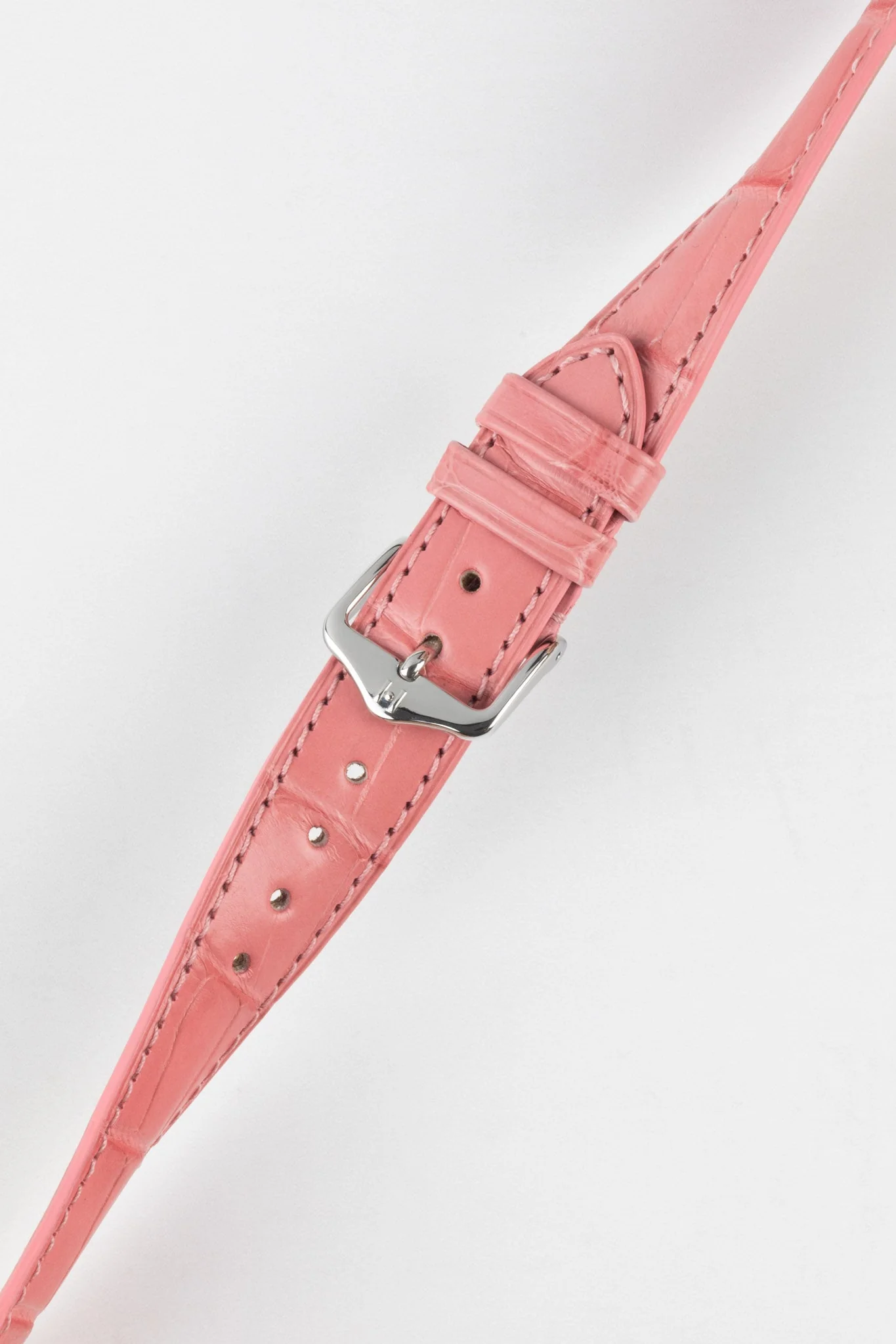 Hirsch LONDON Matt Alligator Leather Watch Strap in PINK - Image 5