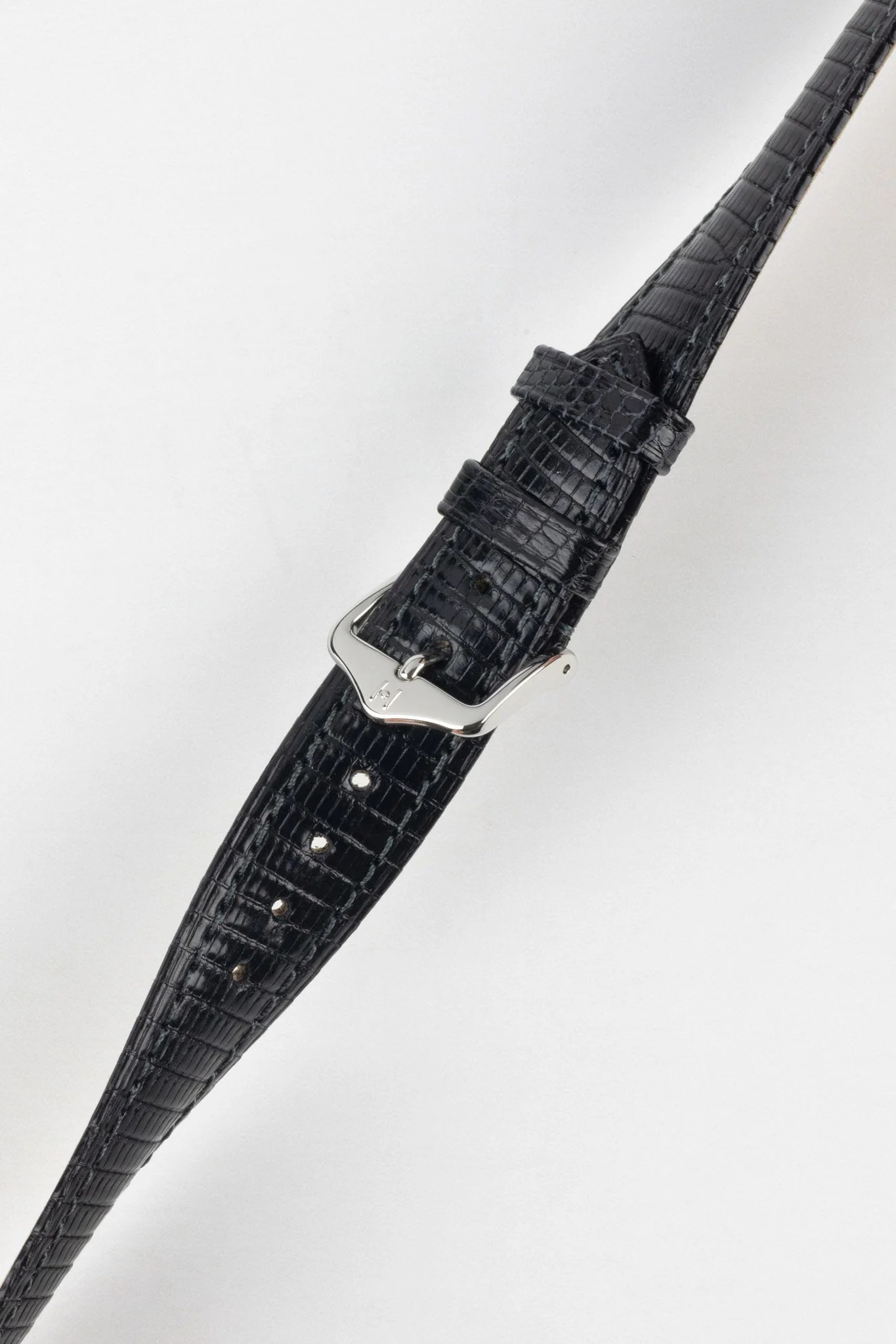 Hirsch LONDON Lizard Leather Watch Strap in BLACK - Image 5