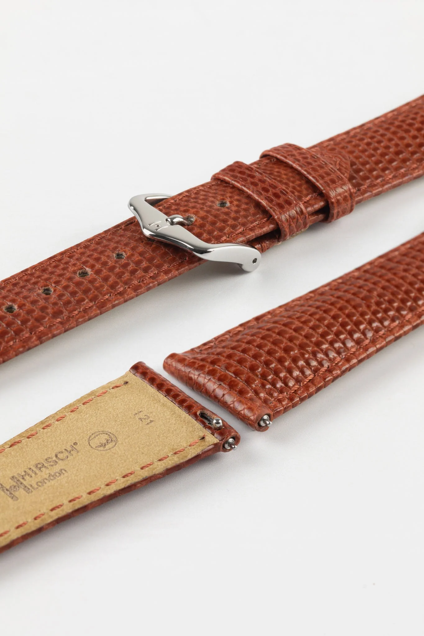 Hirsch LONDON Lizard Leather Watch Strap in GOLD BROWN - Image 7