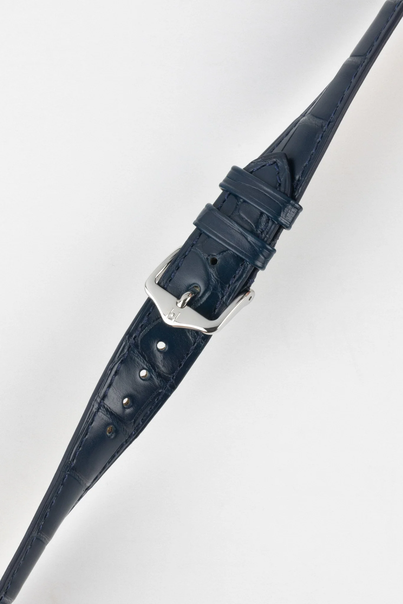 Hirsch LONDON Matt Alligator Leather Watch Strap in BLUE - Image 5