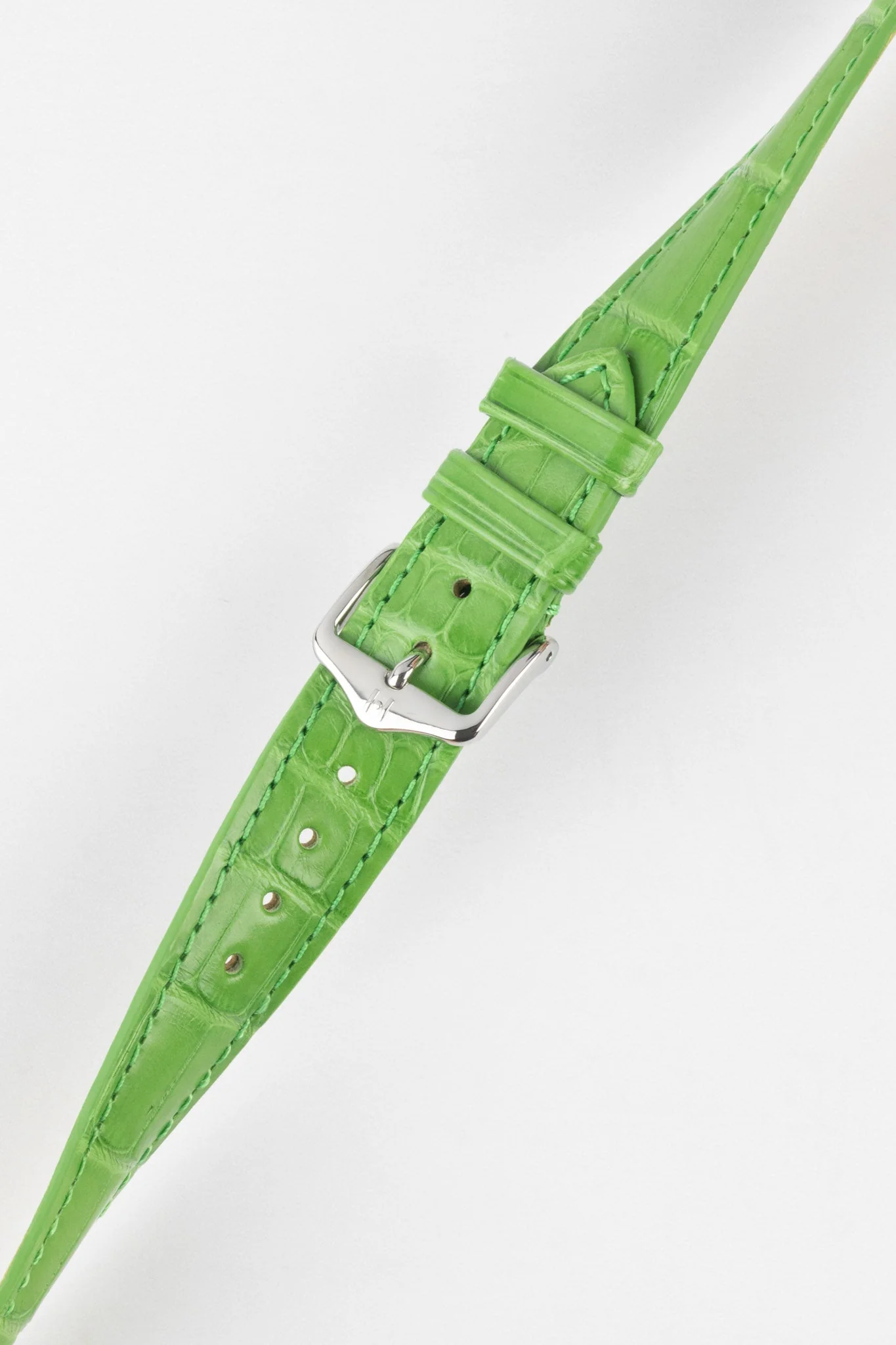 Hirsch LONDON Matt Alligator Leather Watch Strap in GREEN - Image 5