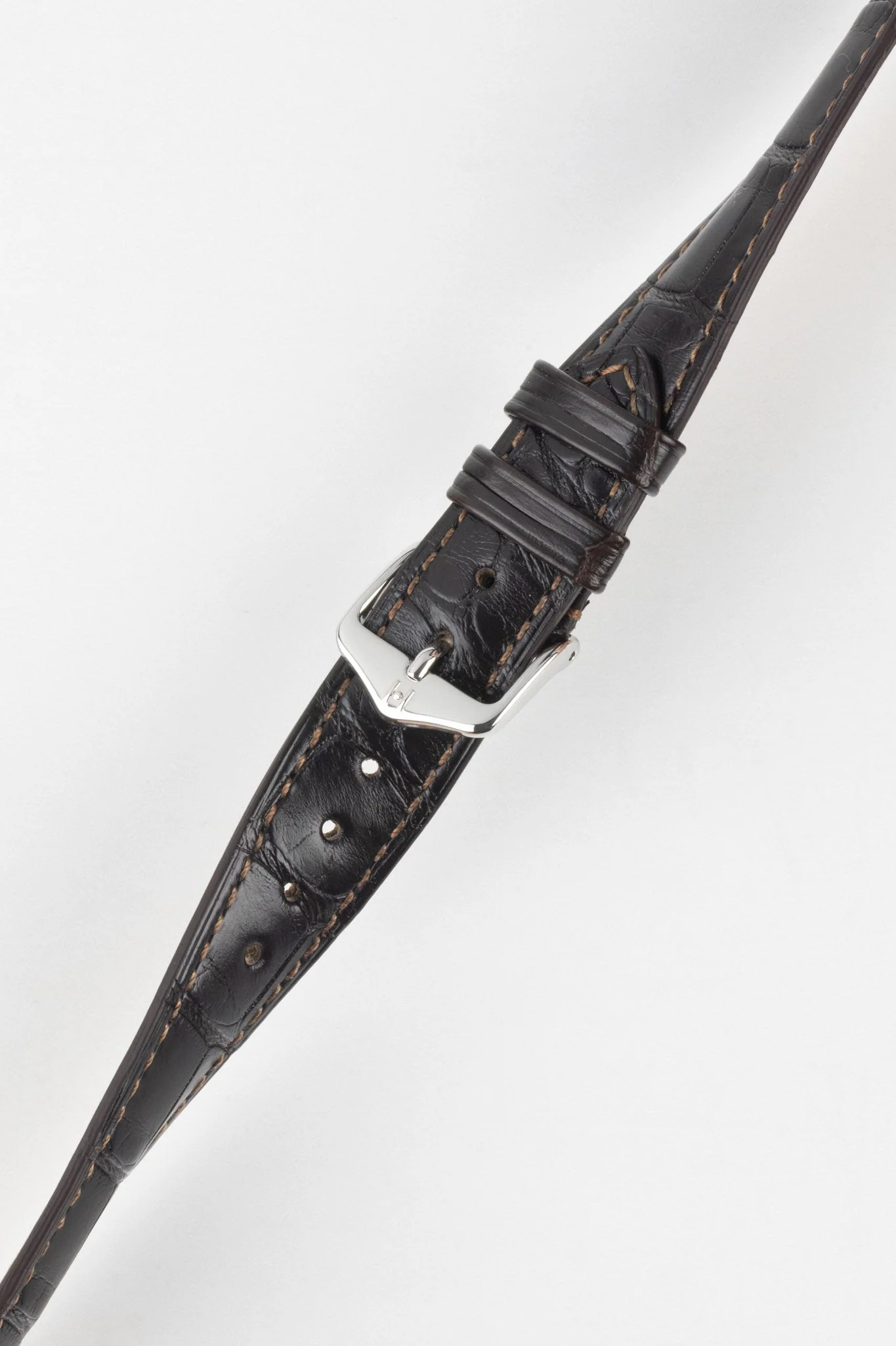 Hirsch LONDON Matt Alligator Leather Watch Strap in DARK BROWN - Image 5