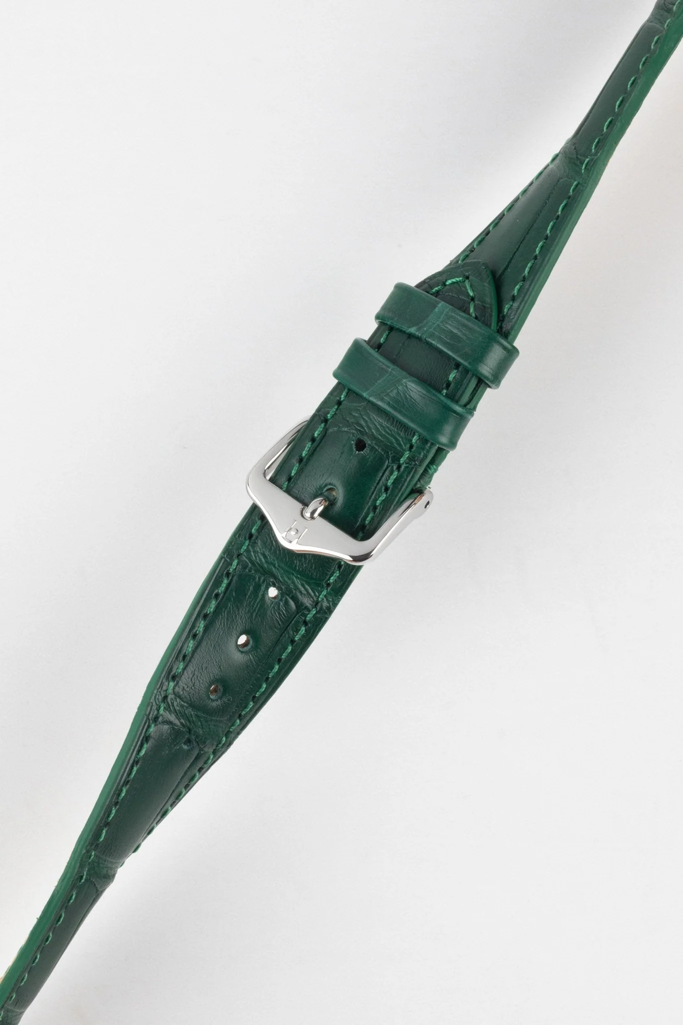 Hirsch LONDON Matt Alligator Leather Watch Strap in DARK GREEN - Image 5