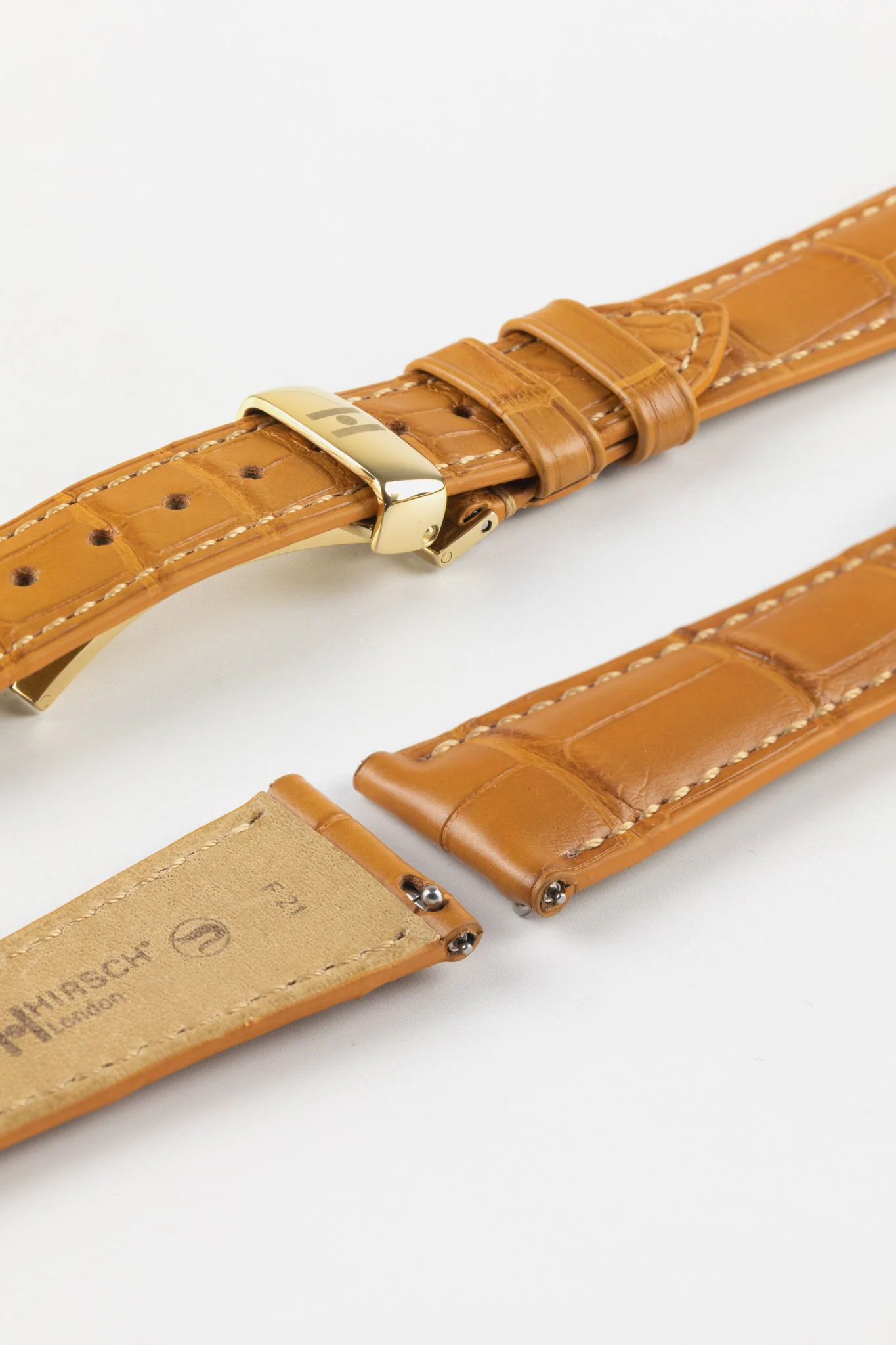 Hirsch LONDON Matt Alligator Leather Watch Strap in HONEY - Image 10