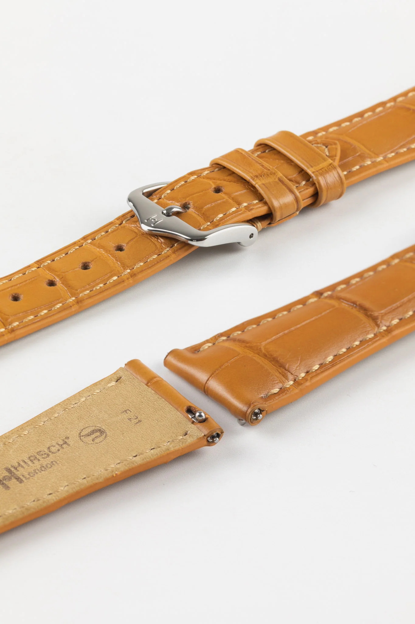 Hirsch LONDON Matt Alligator Leather Watch Strap in HONEY - Image 6