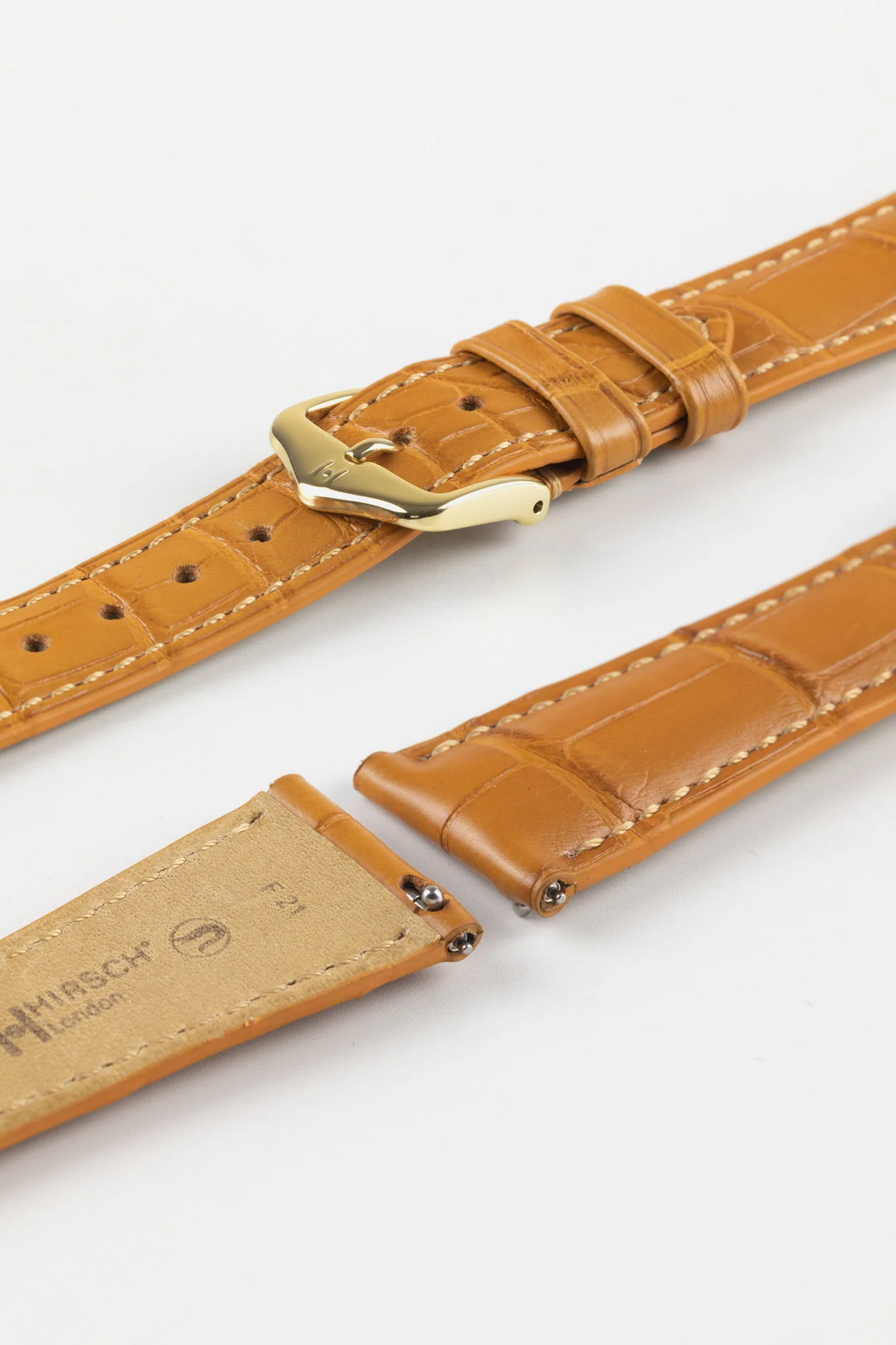 Hirsch LONDON Matt Alligator Leather Watch Strap in HONEY - Image 7