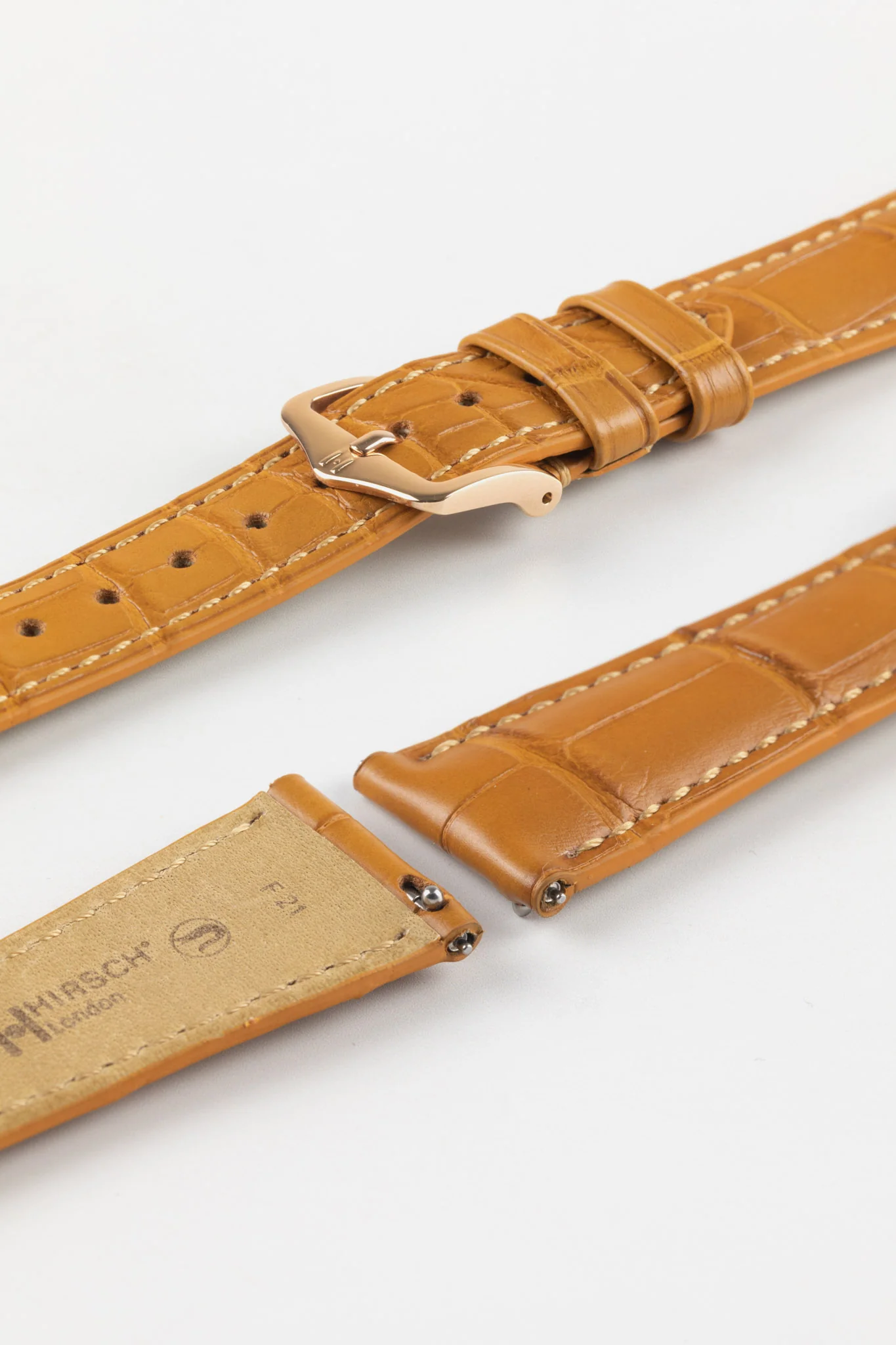 Hirsch LONDON Matt Alligator Leather Watch Strap in HONEY - Image 8