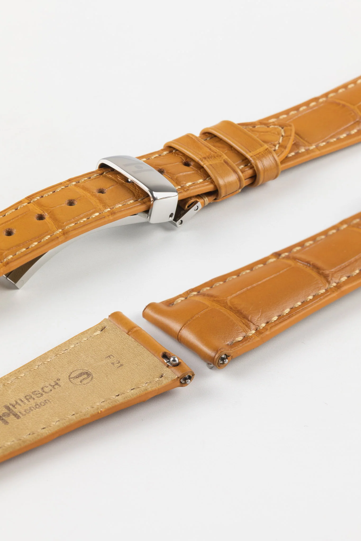 Hirsch LONDON Matt Alligator Leather Watch Strap in HONEY - Image 9