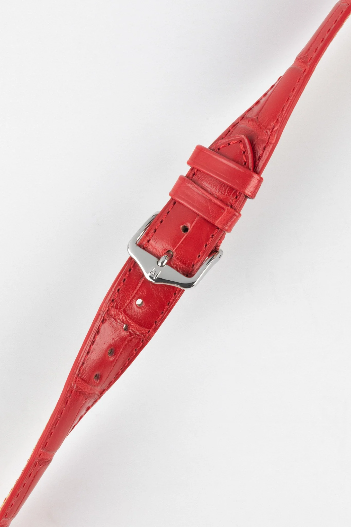 Hirsch LONDON Matt Alligator Leather Watch Strap in RED - Image 5