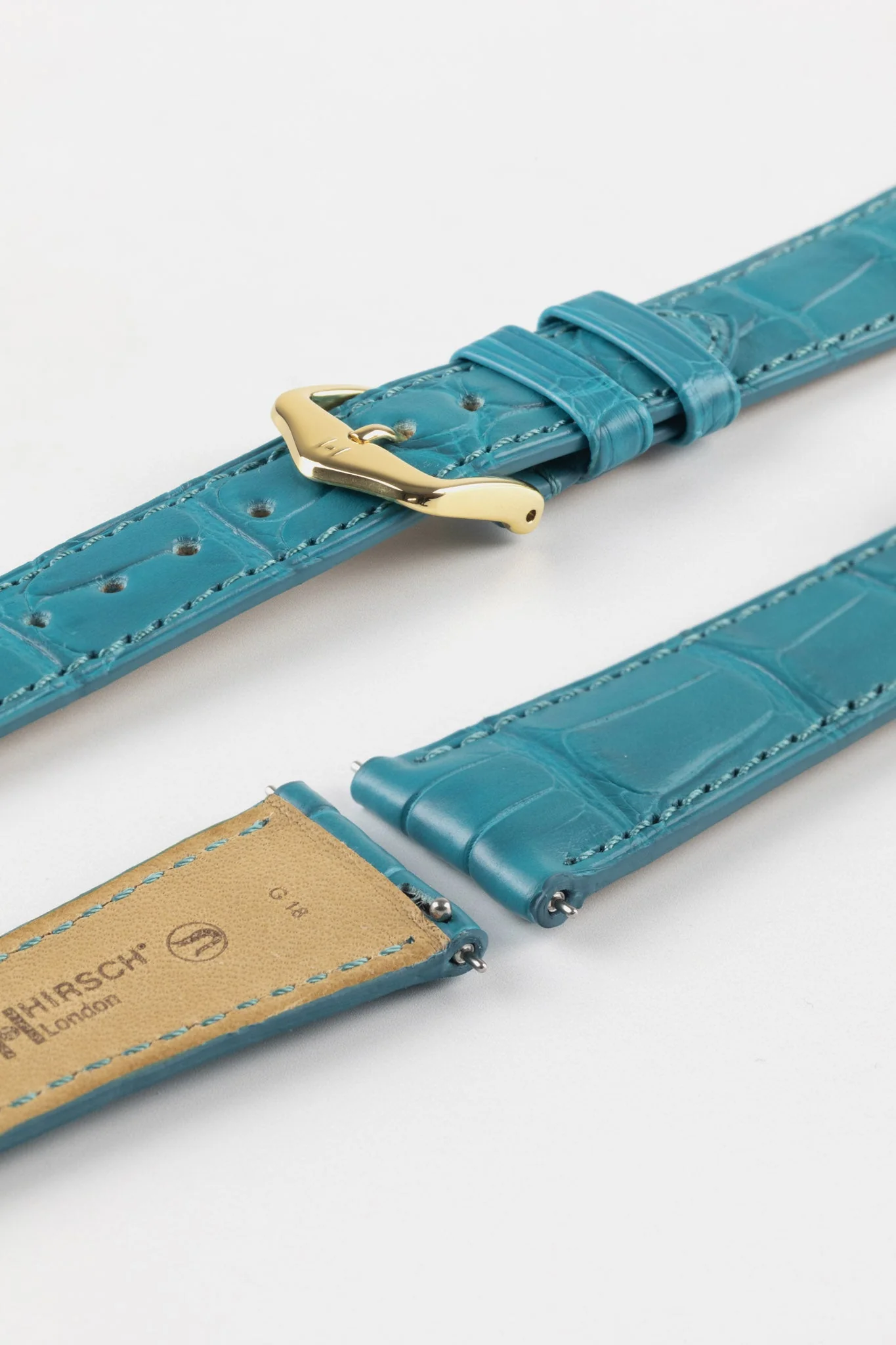 Hirsch LONDON Matt Alligator Leather Watch Strap in TURQUOISE - Image 6