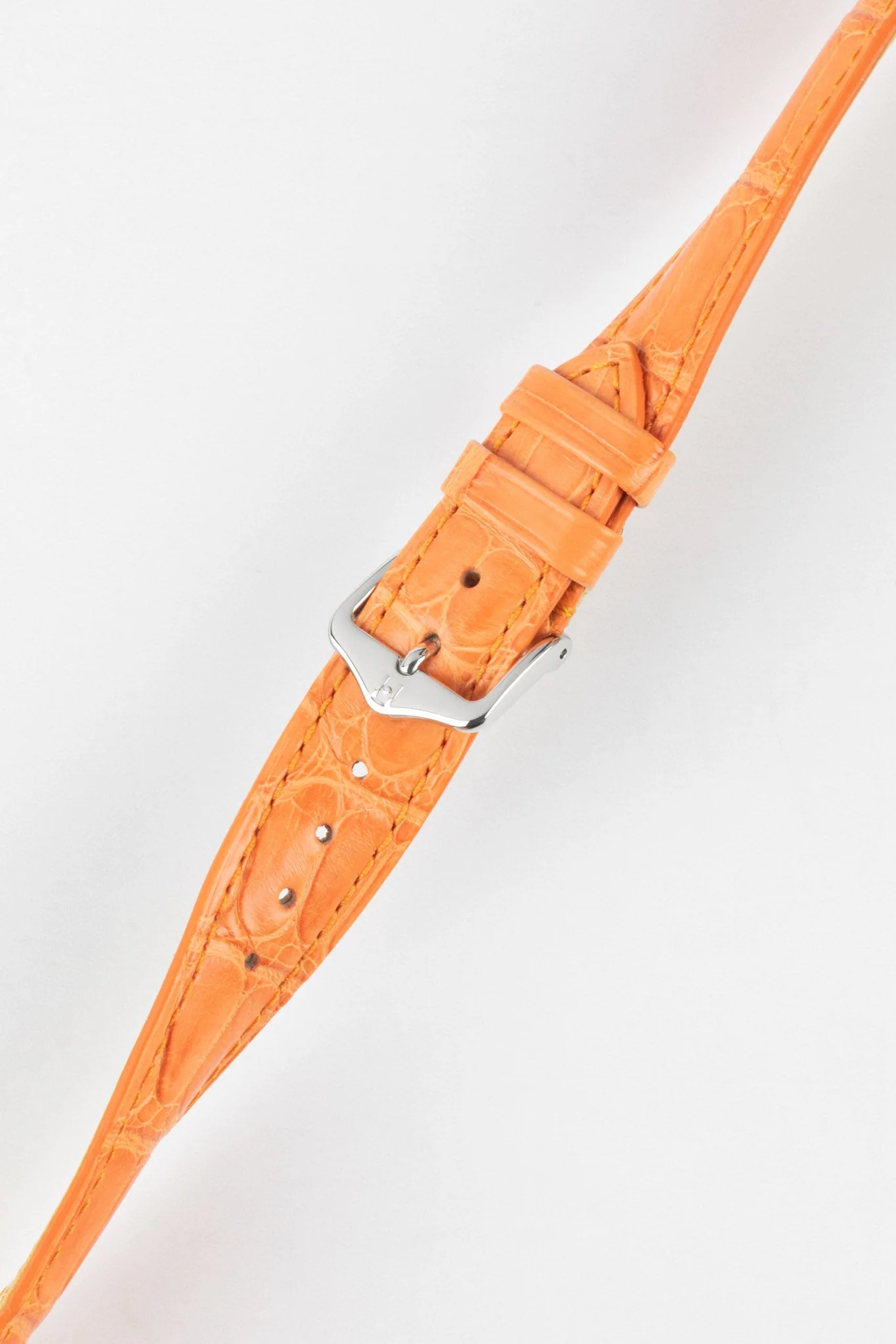 Hirsch LONDON Matt Alligator Leather Watch Strap in ORANGE - Image 5