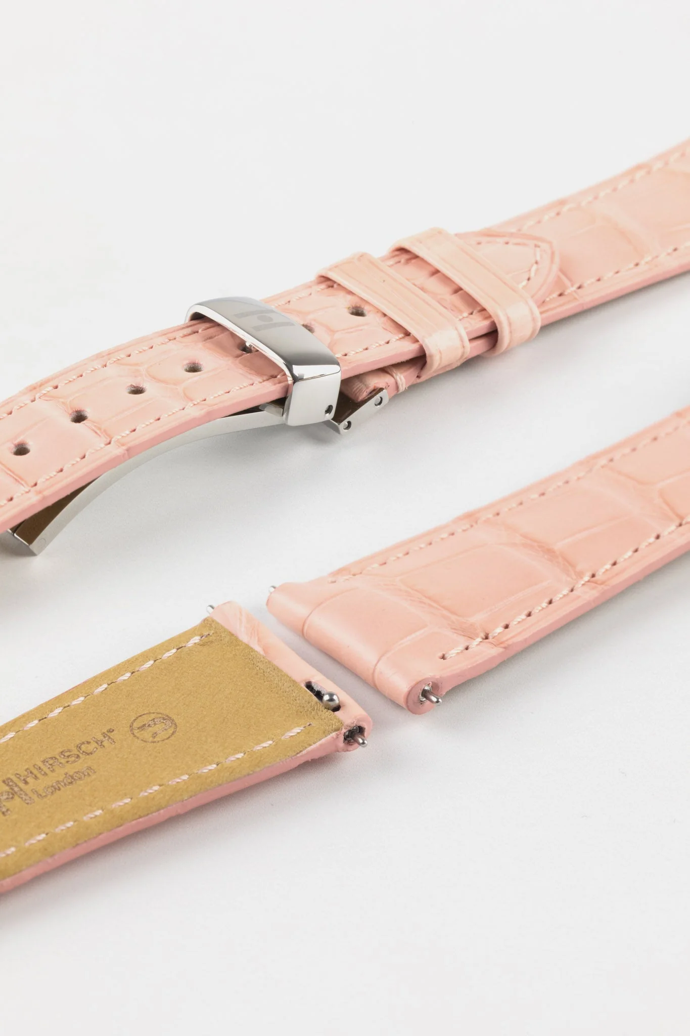 Hirsch LONDON Matt Alligator Leather Watch Strap in ROSA - Image 10