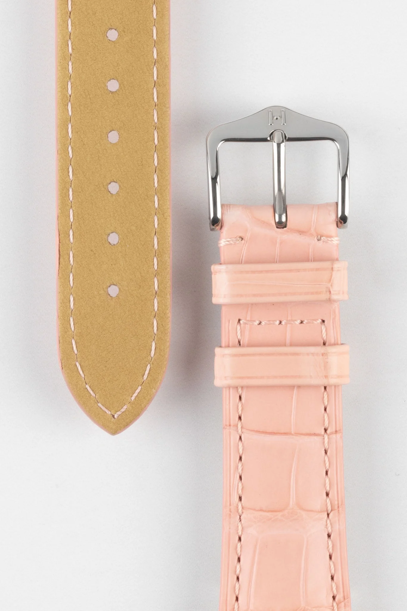 Hirsch LONDON Matt Alligator Leather Watch Strap in ROSA - Image 3