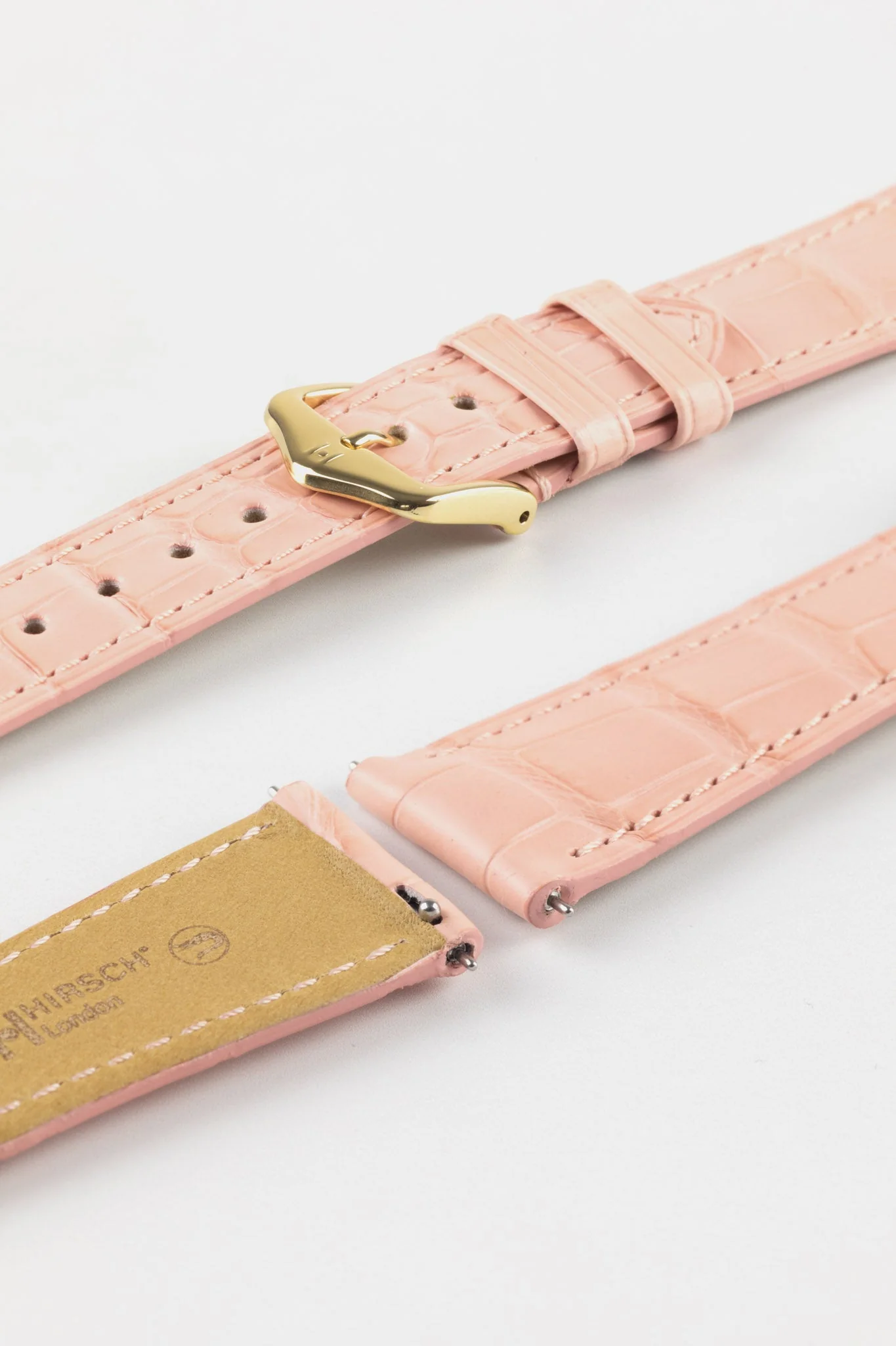 Hirsch LONDON Matt Alligator Leather Watch Strap in ROSA - Image 6