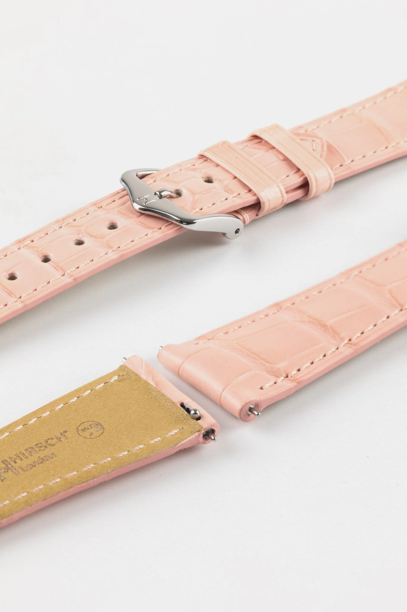 Hirsch LONDON Matt Alligator Leather Watch Strap in ROSA - Image 7