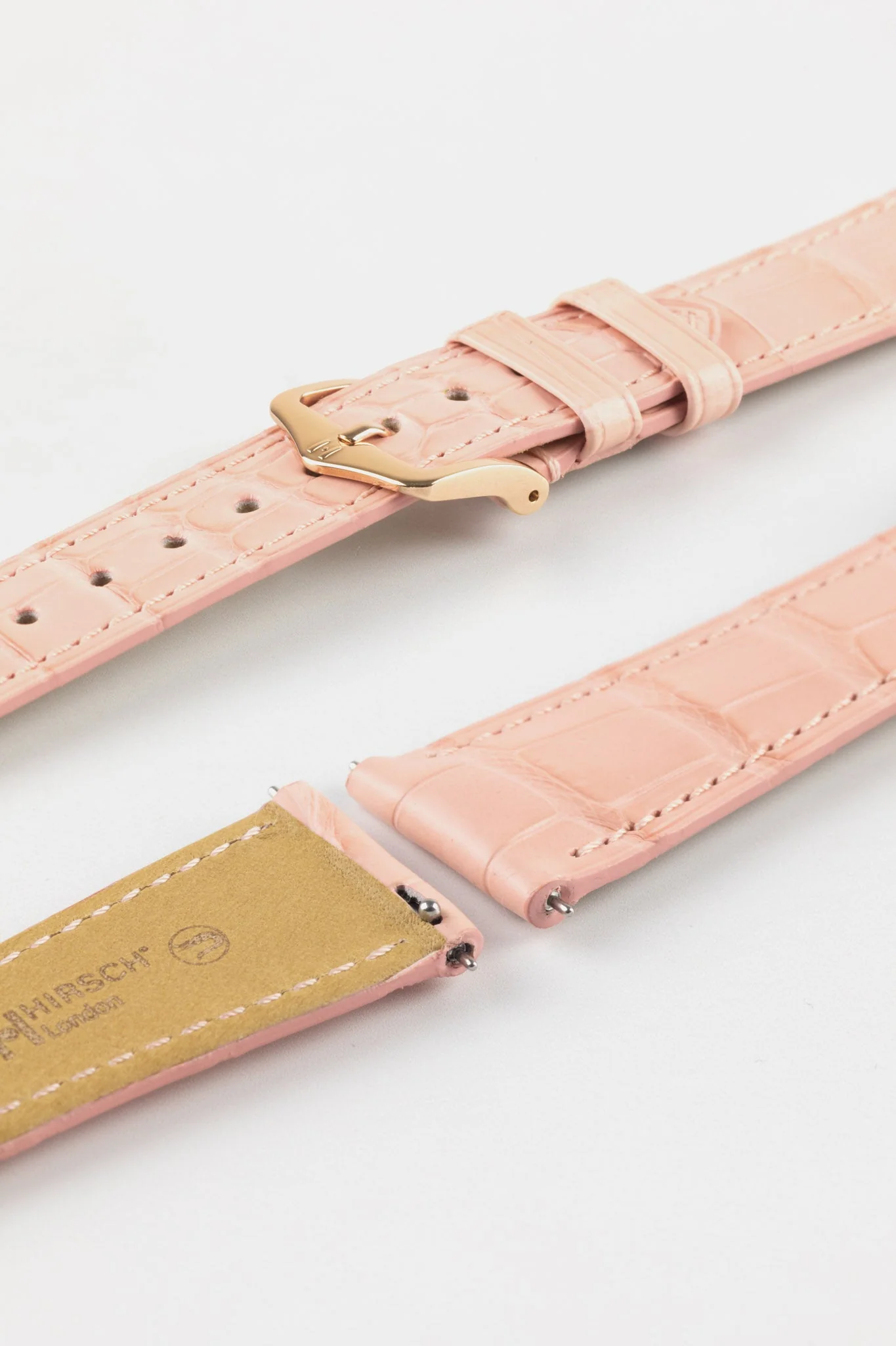 Hirsch LONDON Matt Alligator Leather Watch Strap in ROSA - Image 8