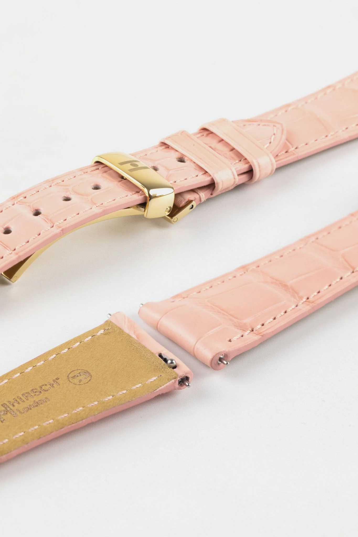 Hirsch LONDON Matt Alligator Leather Watch Strap in ROSA - Image 9