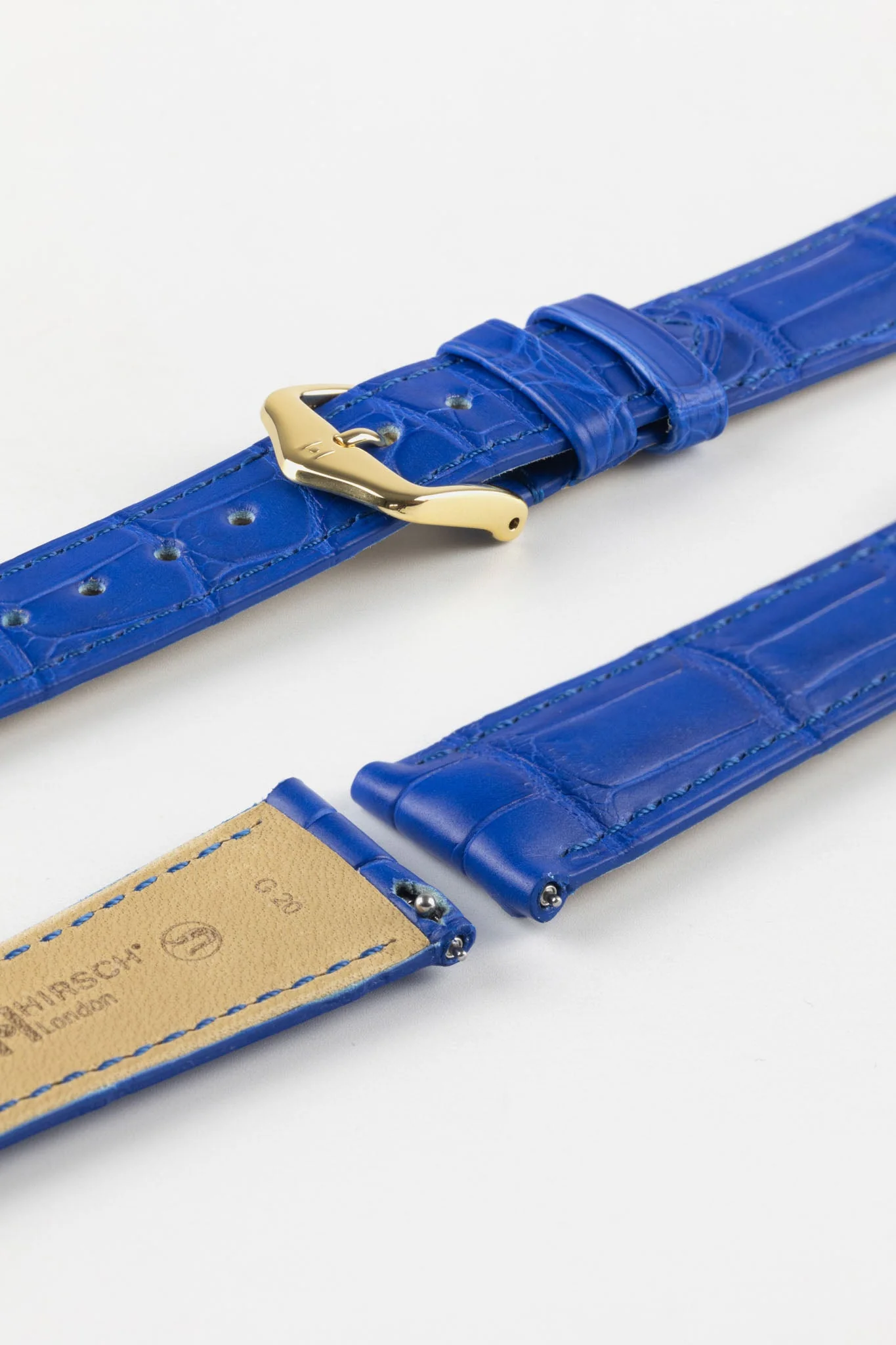 Hirsch LONDON Matt Alligator Leather Watch Strap in ROYAL BLUE - Image 6