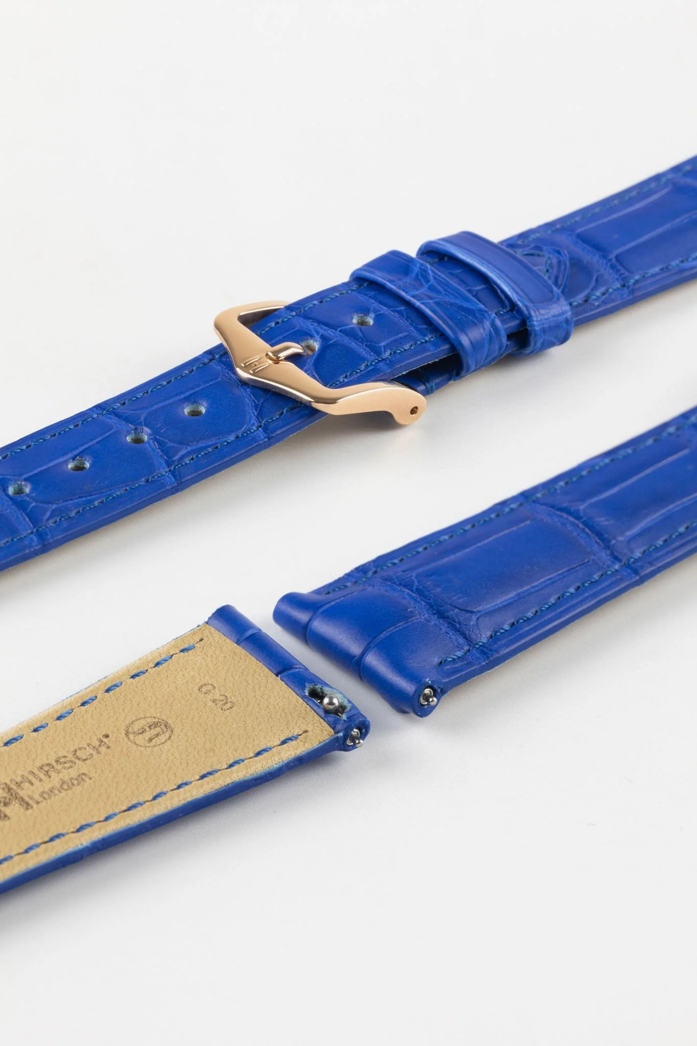 Hirsch LONDON Matt Alligator Leather Watch Strap in ROYAL BLUE - Image 8