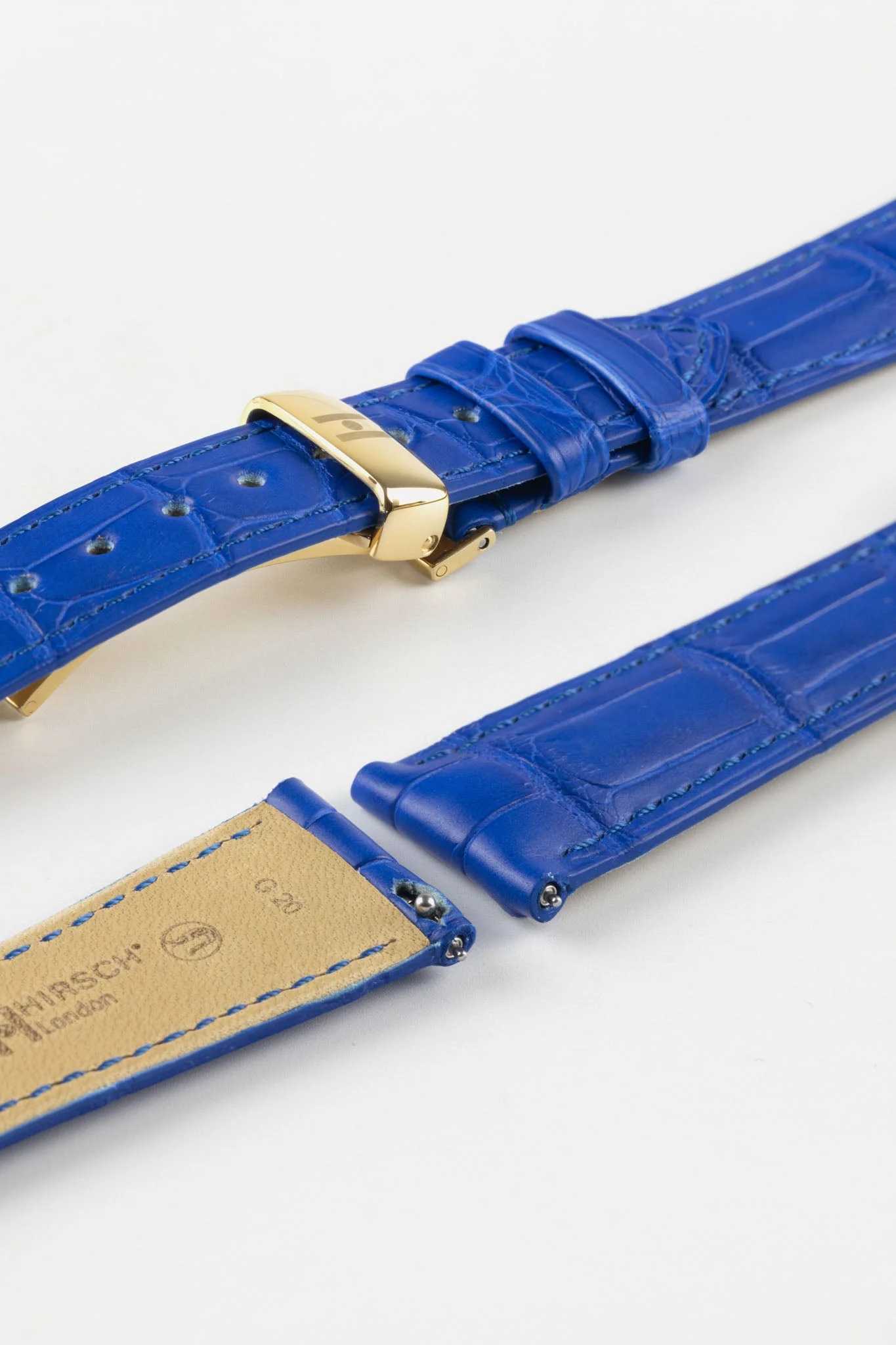 Hirsch LONDON Matt Alligator Leather Watch Strap in ROYAL BLUE - Image 9