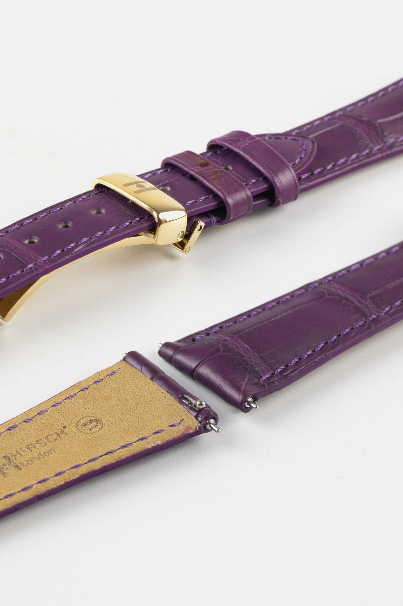 Hirsch LONDON Matt Alligator Leather Watch Strap in VIOLET - Image 9