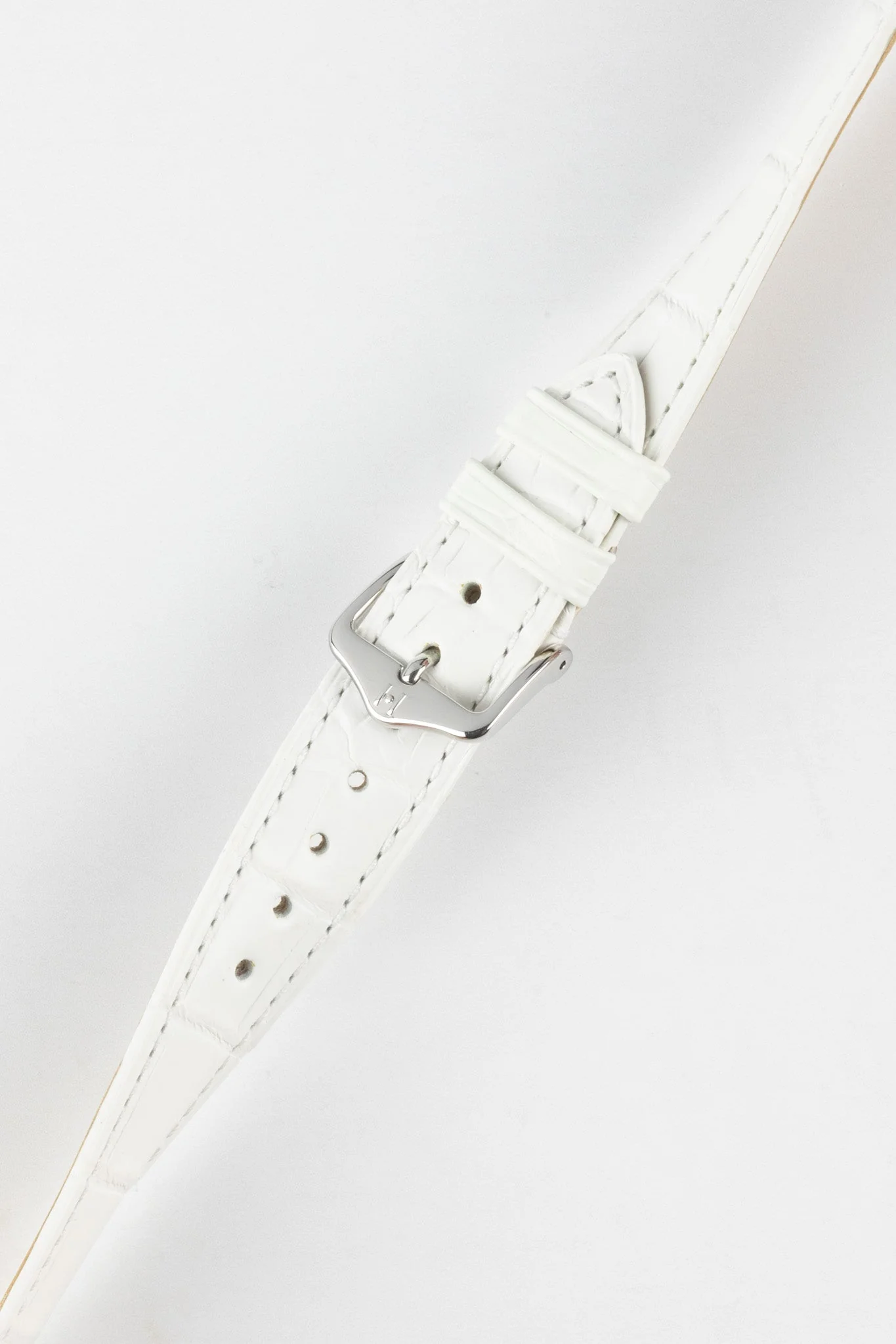 Hirsch LONDON Matt Alligator Leather Watch Strap in WHITE - Image 5