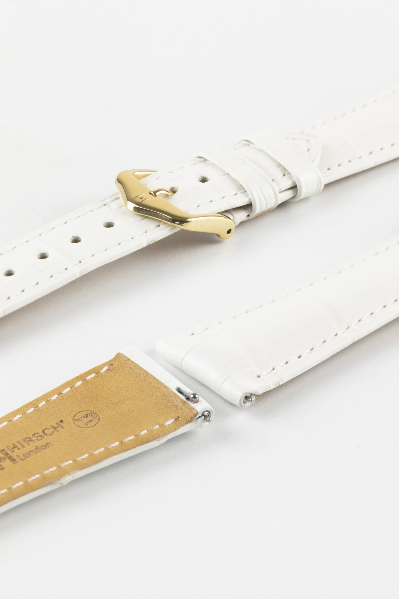 Hirsch LONDON Matt Alligator Leather Watch Strap in WHITE - Image 6