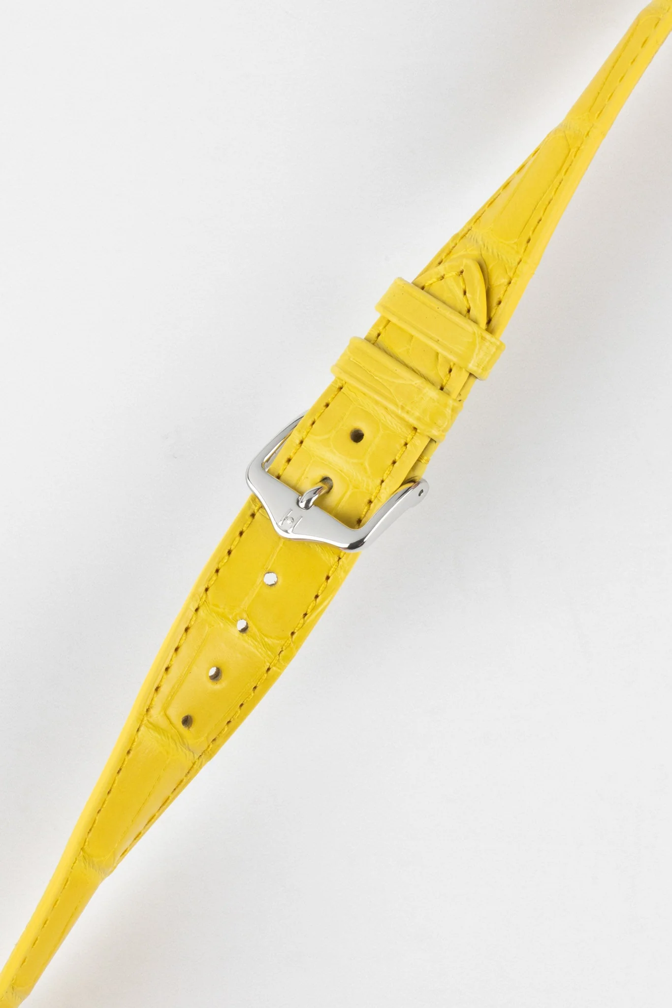 Hirsch LONDON Matt Alligator Leather Watch Strap in YELLOW - Image 5