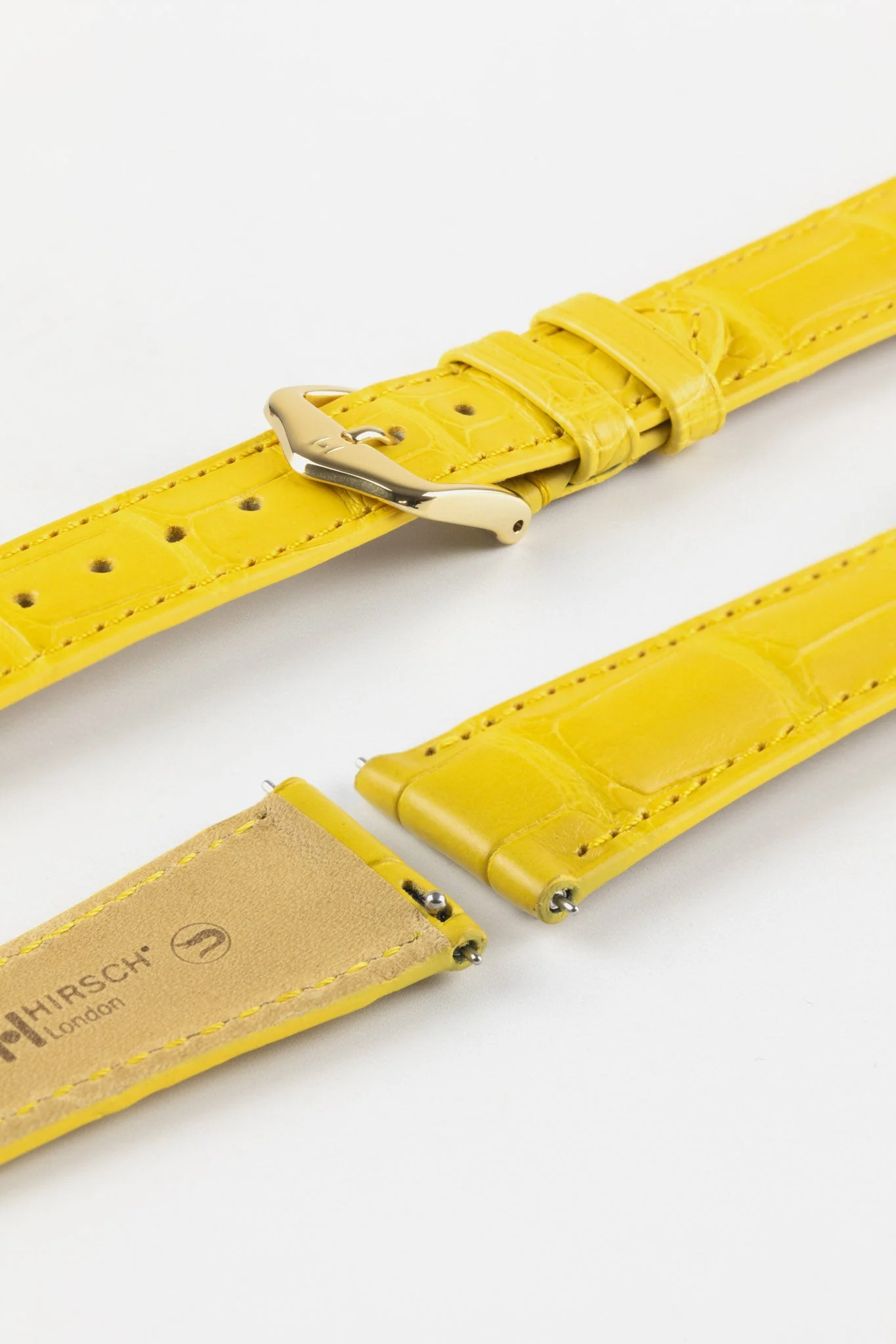 Hirsch LONDON Matt Alligator Leather Watch Strap in YELLOW - Image 6