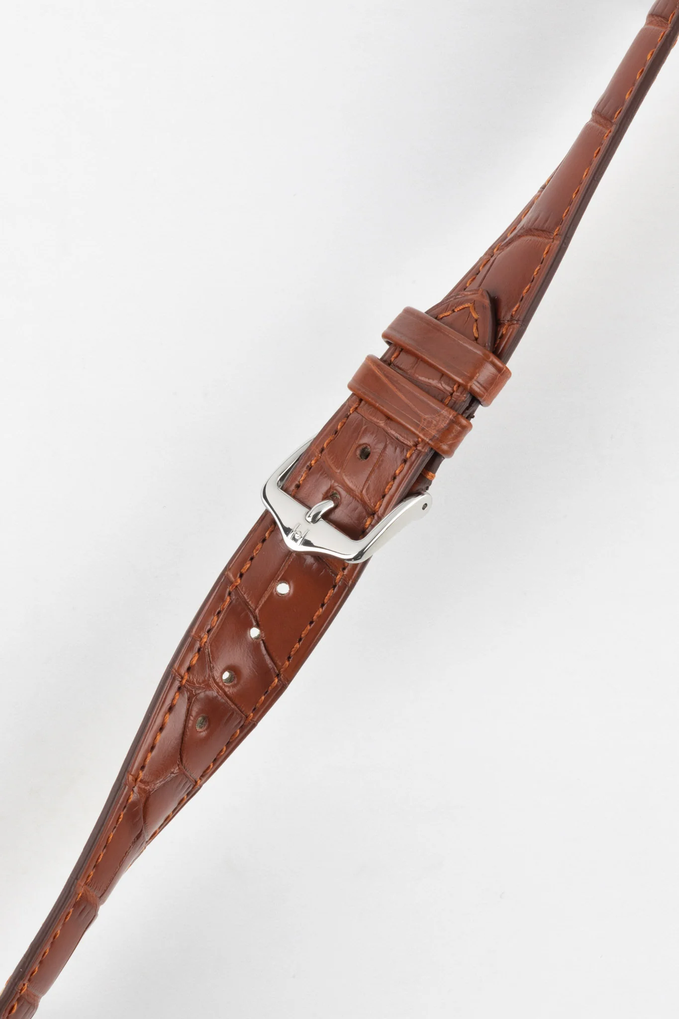 Hirsch LONDON NQR Matt Alligator Leather Watch Strap in GOLD BROWN - Image 5