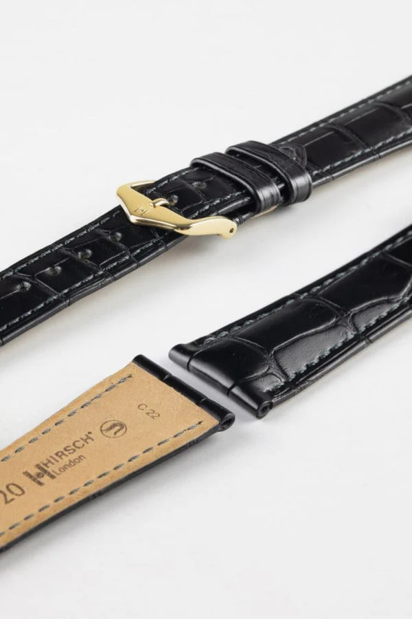 Hirsch LONDON NQR Matt Alligator Leather Watch Strap in BLACK - Image 5