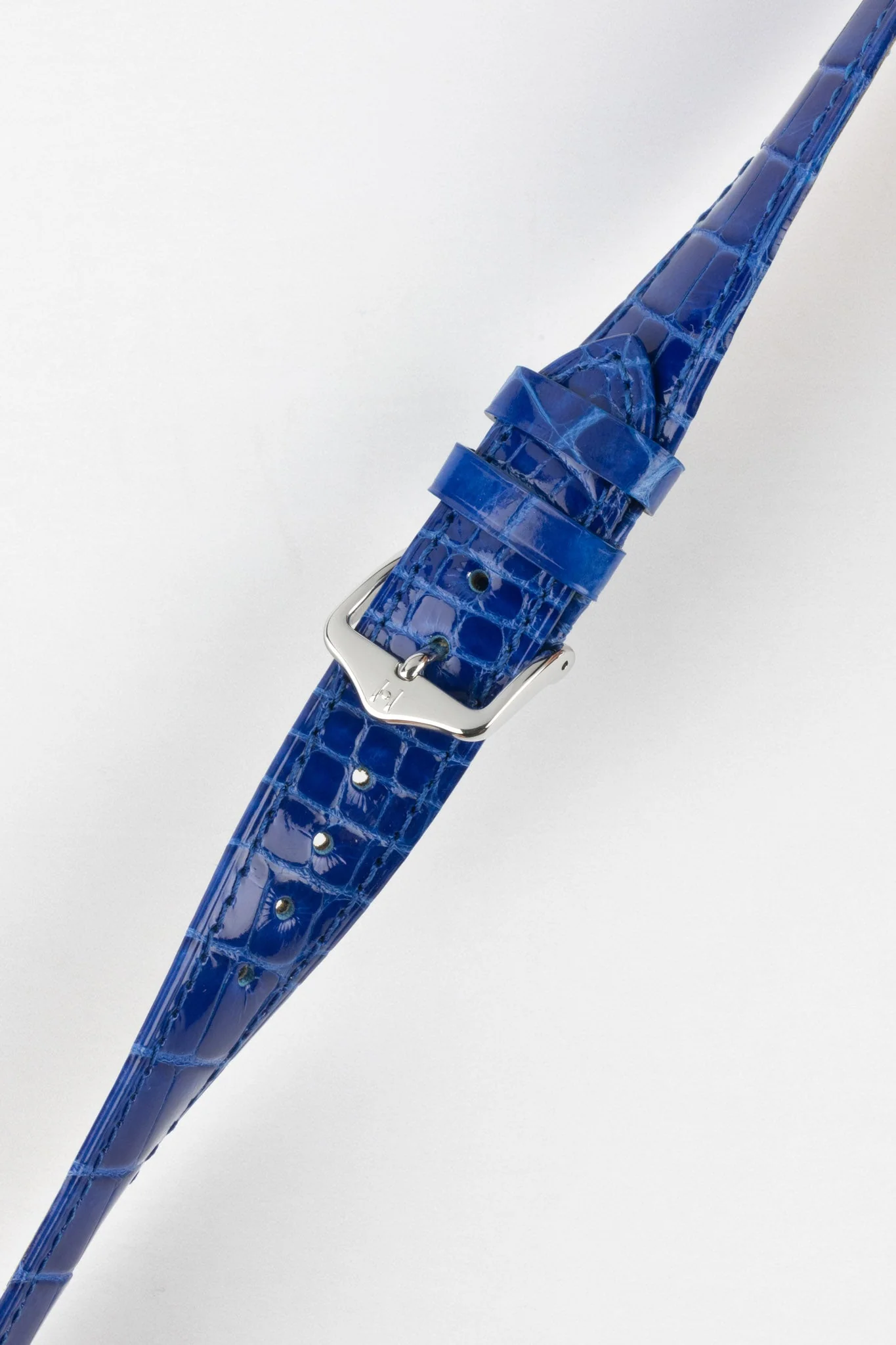 Hirsch LONDON Shiny Alligator Leather Watch Strap in ROYAL BLUE - Image 5