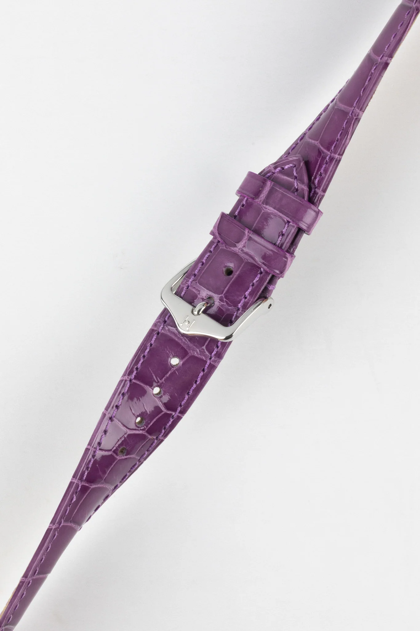 Hirsch LONDON Shiny Alligator Leather Watch Strap in VIOLET - Image 5