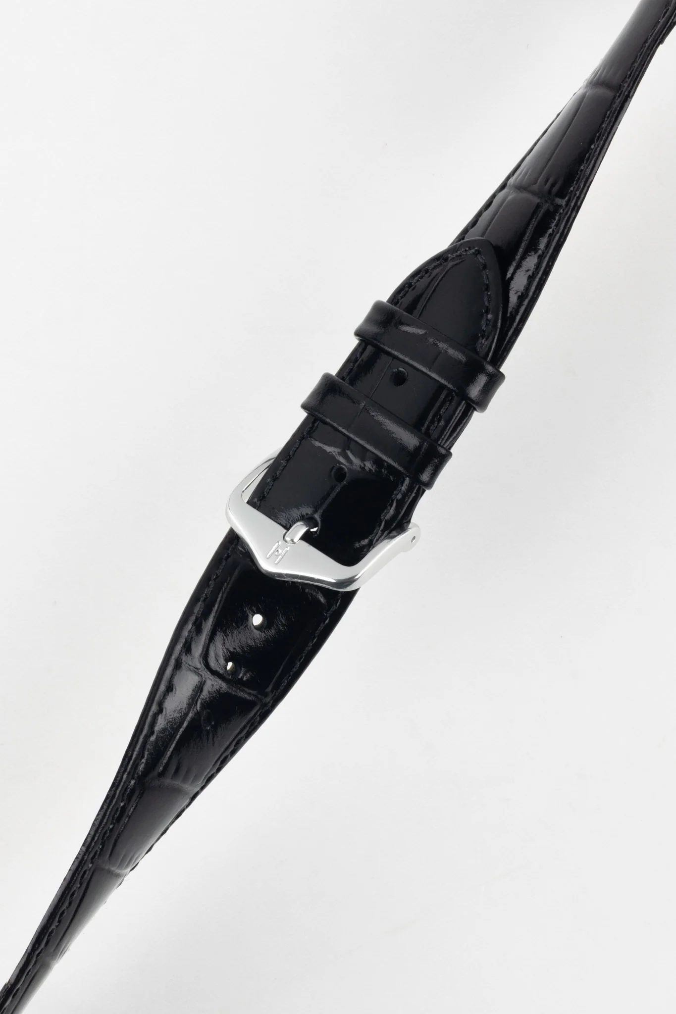 Hirsch LOUISIANALOOK Alligator Embossed Leather Watch Strap in BLACK - Image 5