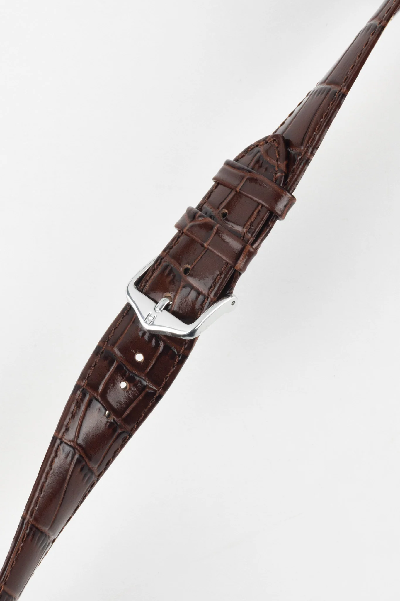 Hirsch LOUISIANALOOK Alligator Embossed Leather Watch Strap in BROWN - Image 5