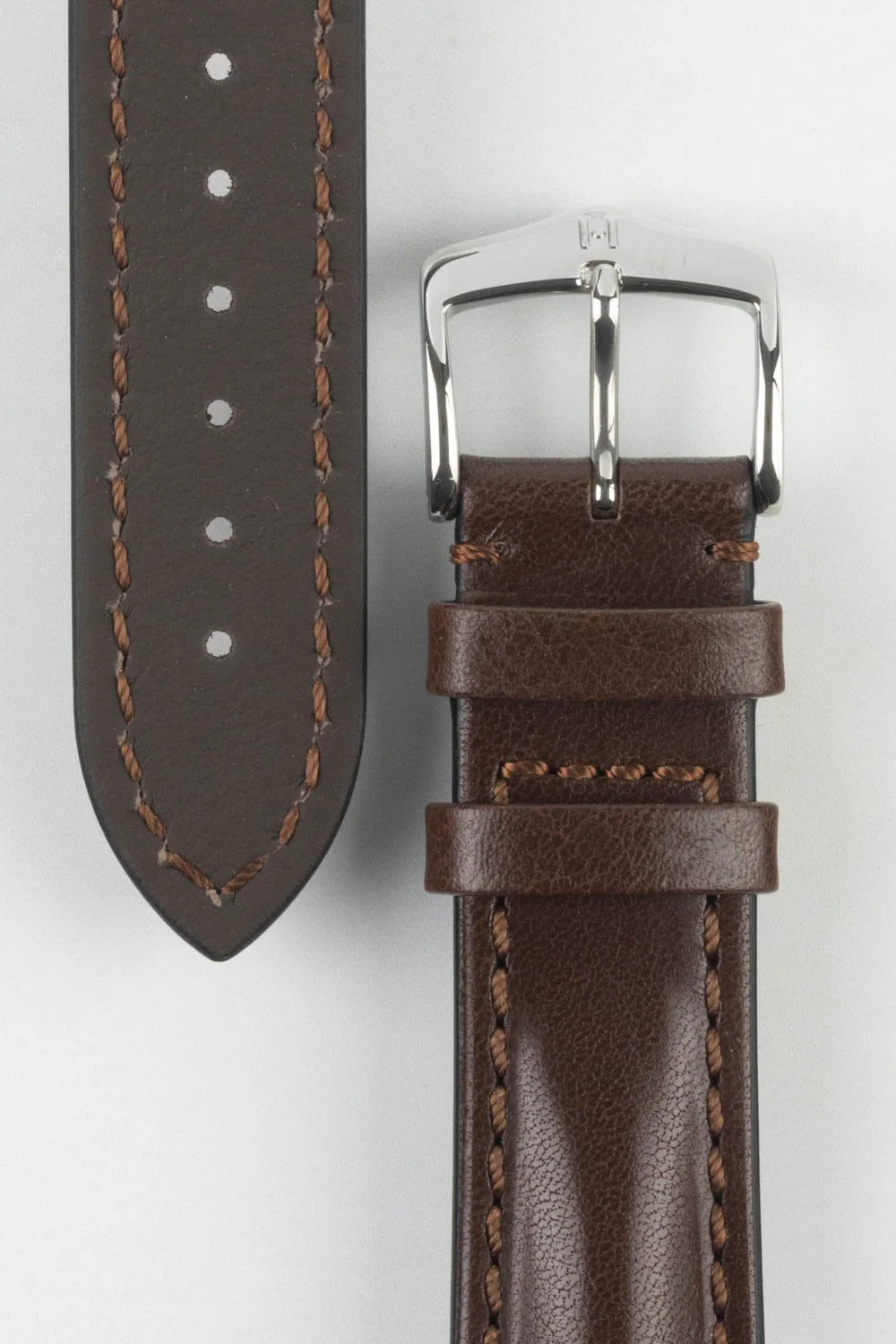 Hirsch LUCCA Tuscan Leather Watch Strap in BROWN - Image 3