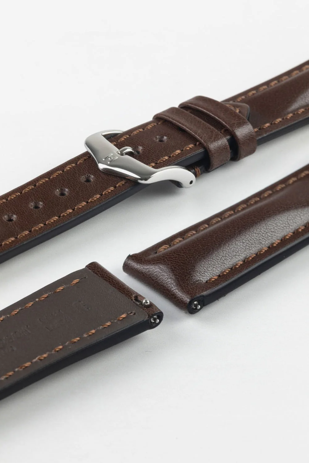 Hirsch LUCCA Tuscan Leather Watch Strap in BROWN - Image 7