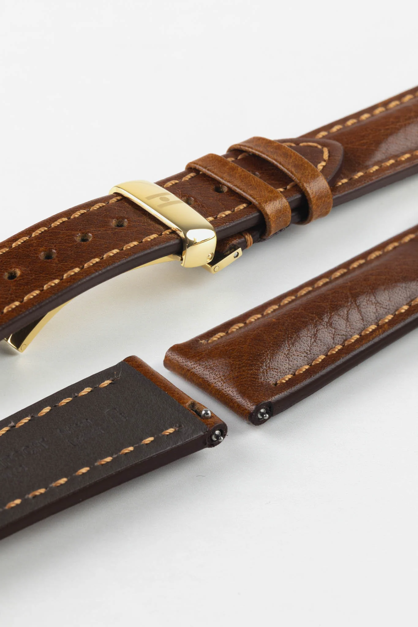 Hirsch LUCCA Tuscan Leather Watch Strap in GOLD BROWN - Image 12