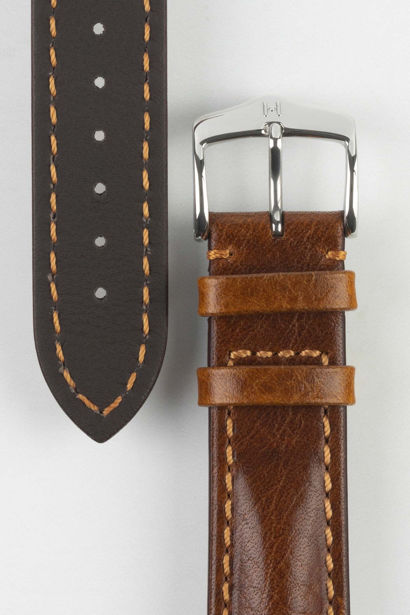 Hirsch LUCCA Tuscan Leather Watch Strap in GOLD BROWN - Image 3