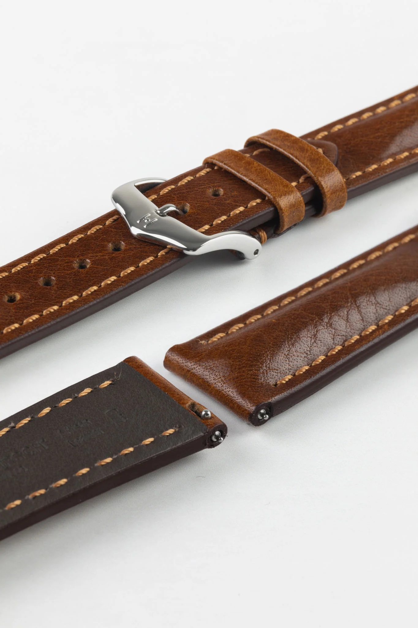 Hirsch LUCCA Tuscan Leather Watch Strap in GOLD BROWN - Image 7