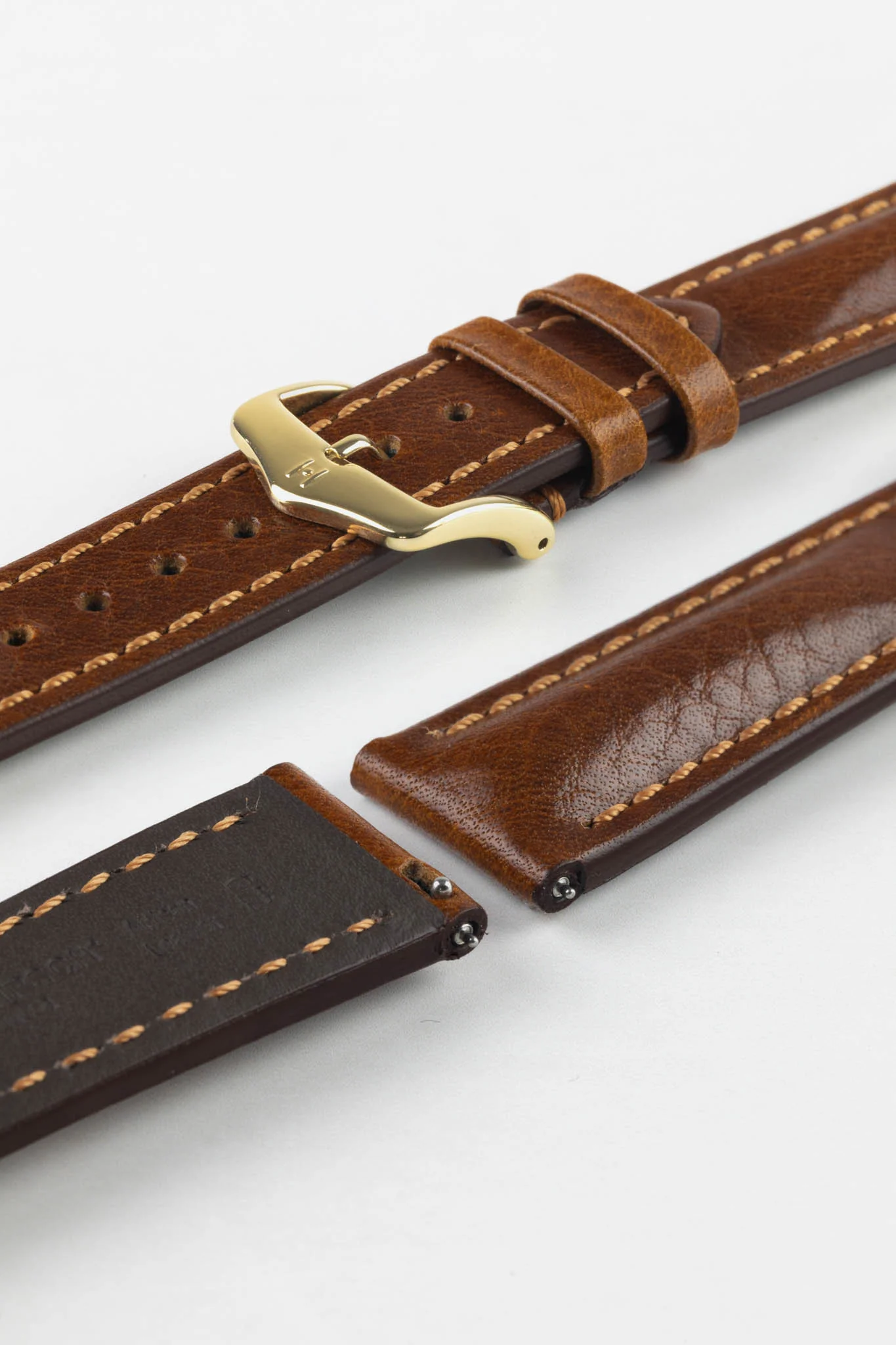 Hirsch LUCCA Tuscan Leather Watch Strap in GOLD BROWN - Image 8
