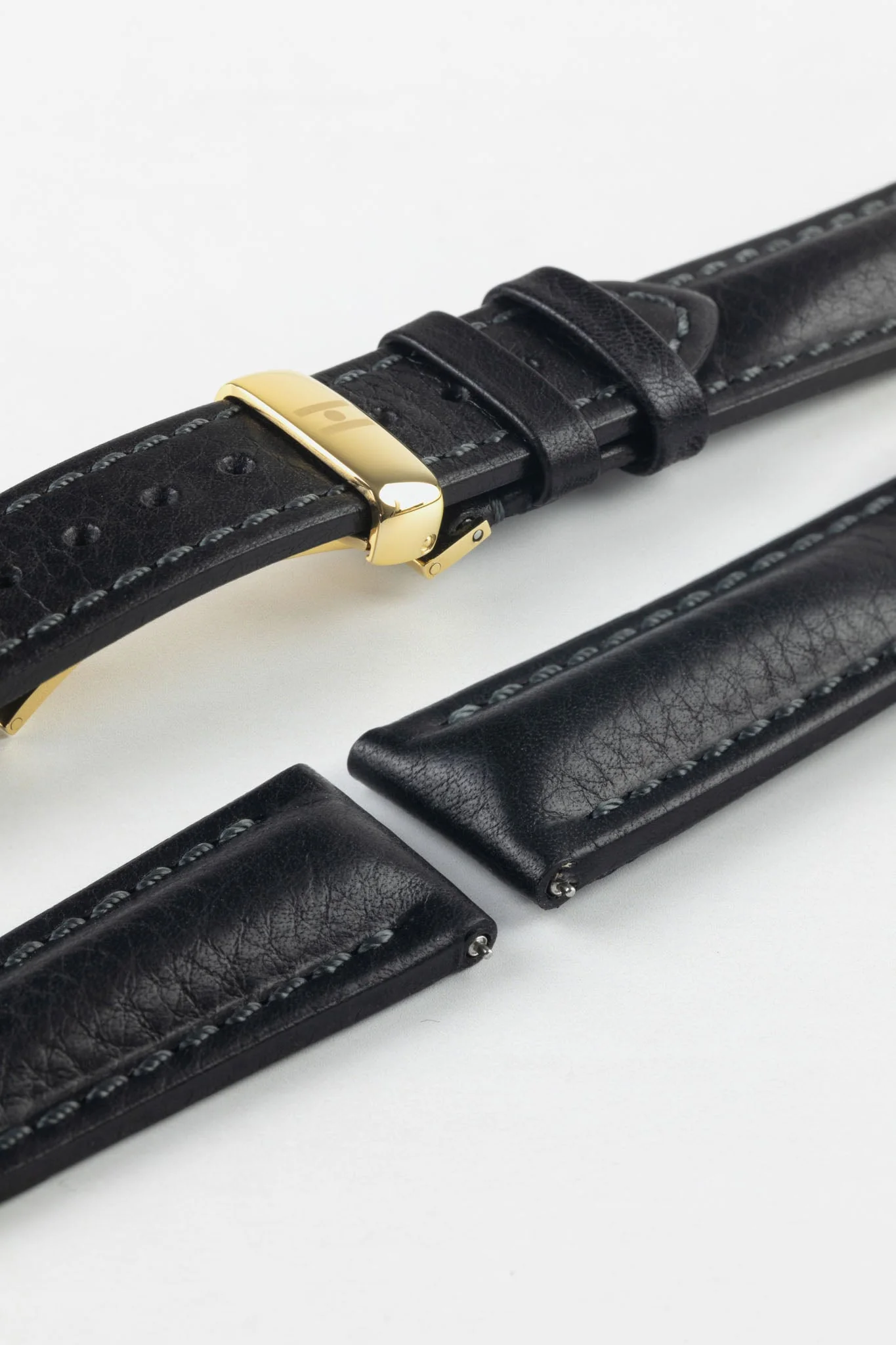 Hirsch LUCCA Tuscan Leather Watch Strap in BLACK - Image 12