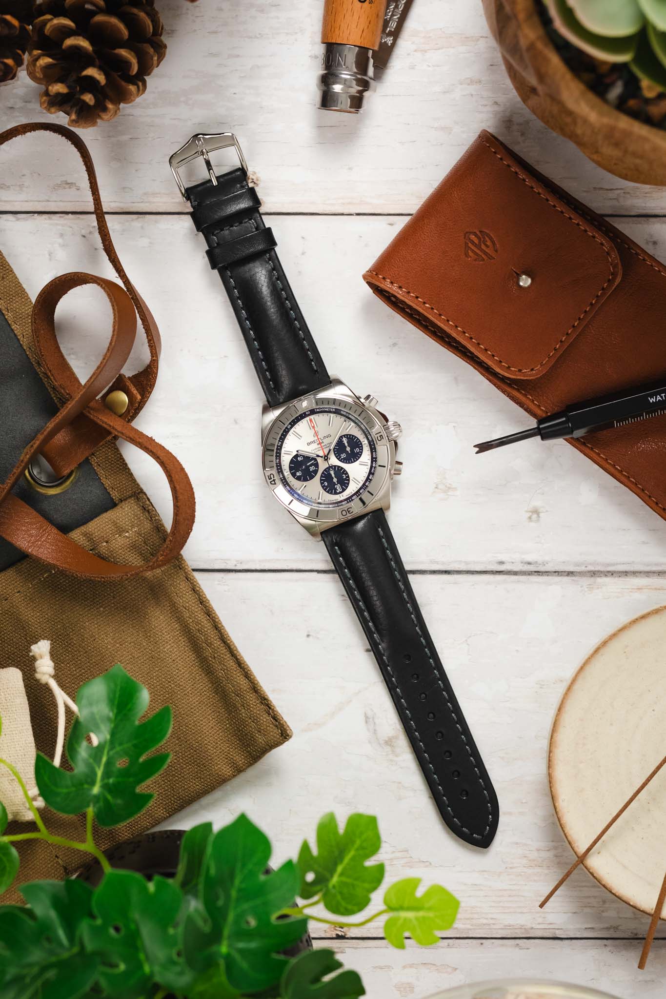 Hirsch LUCCA Tuscan Leather Watch Strap in BLACK - Image 6